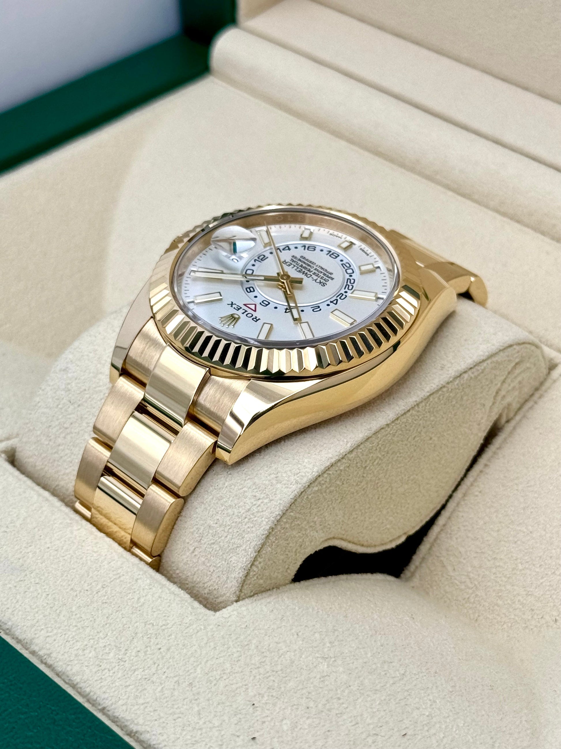 2022 Rolex Sky-Dweller 42mm 326938 Yellow Gold White Dial - MyWatchLLC