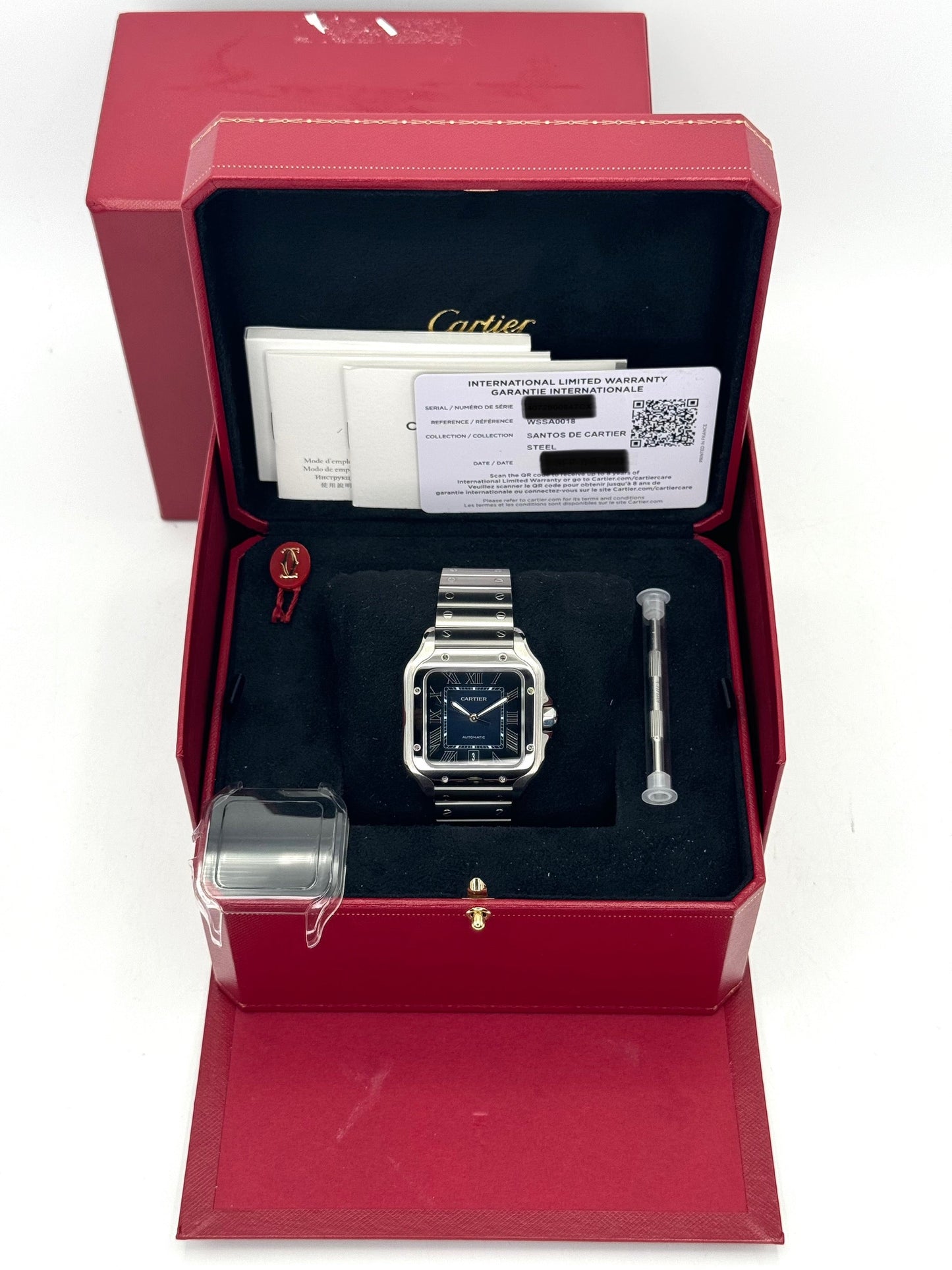 2022 Santos De Cartier 39.8mm WSSA0018 Stainless Steel Blue Dial - MyWatchLLC