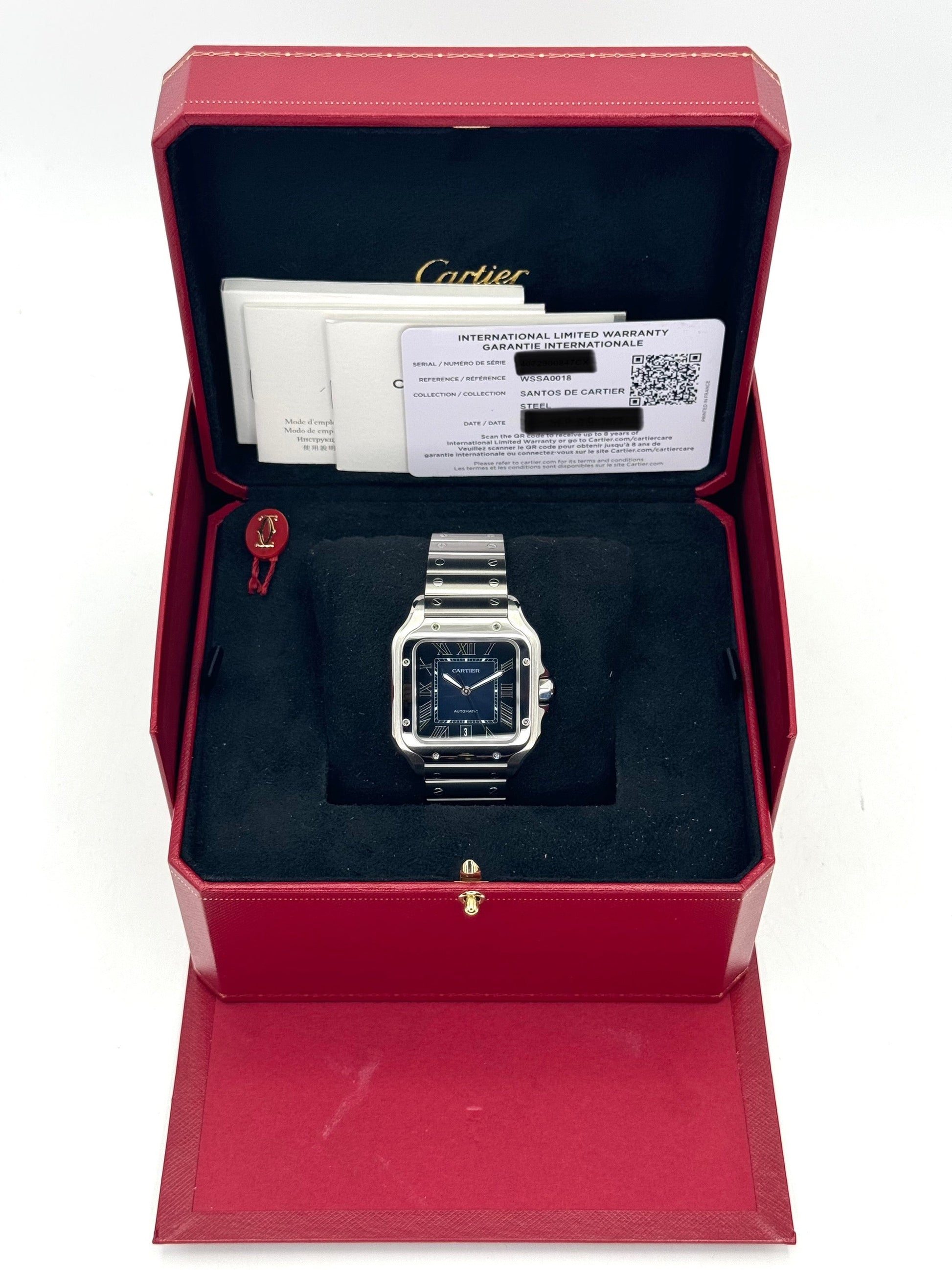 2022 Santos De Cartier 39.8mm WSSA0018 Stainless Steel Blue Dial - MyWatchLLC