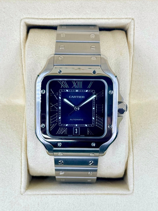 2022 Santos De Cartier 39.8mm WSSA0018 Stainless Steel Blue Dial - MyWatchLLC