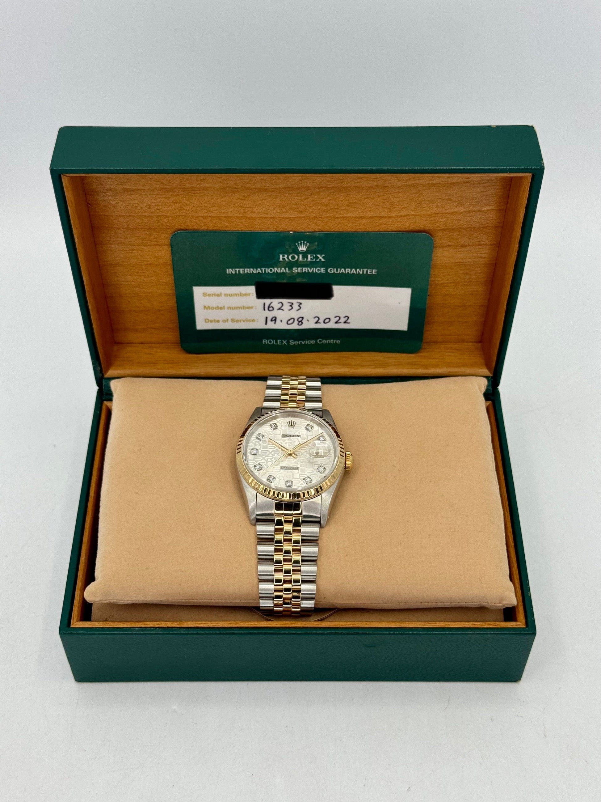 1992 Rolex Datejust 36mm 16233 Two-Tone 10 Diamond Anniversary Dial - MyWatchLLC