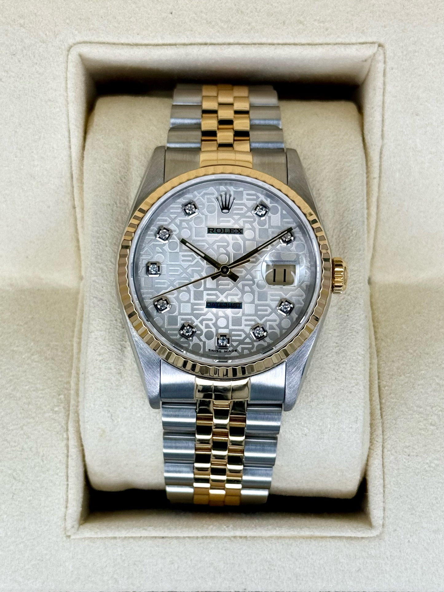 1992 Rolex Datejust 36mm 16233 Two-Tone 10 Diamond Anniversary Dial - MyWatchLLC