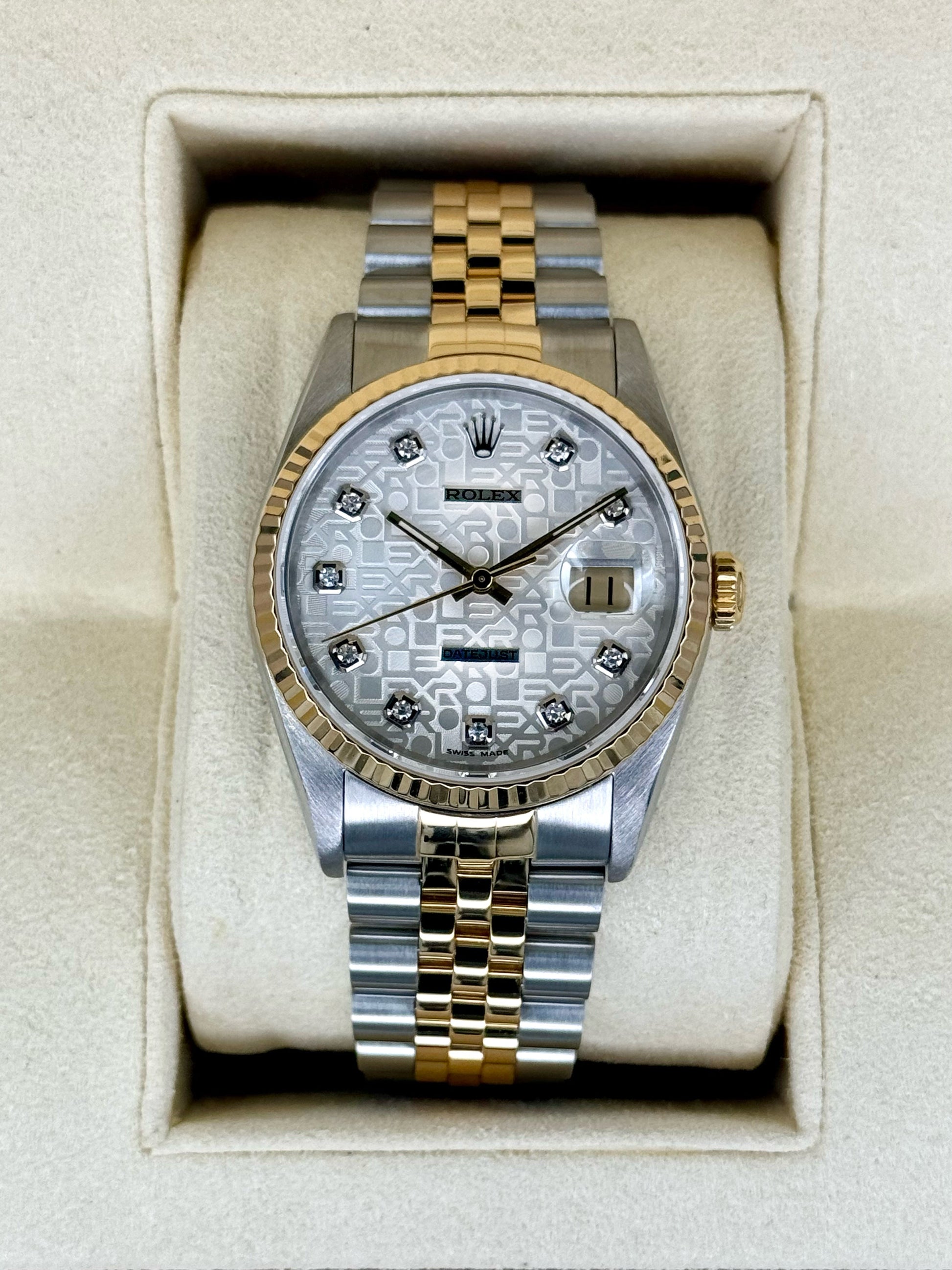1992 Rolex Datejust 36mm 16233 Two-Tone 10 Diamond Anniversary Dial - MyWatchLLC
