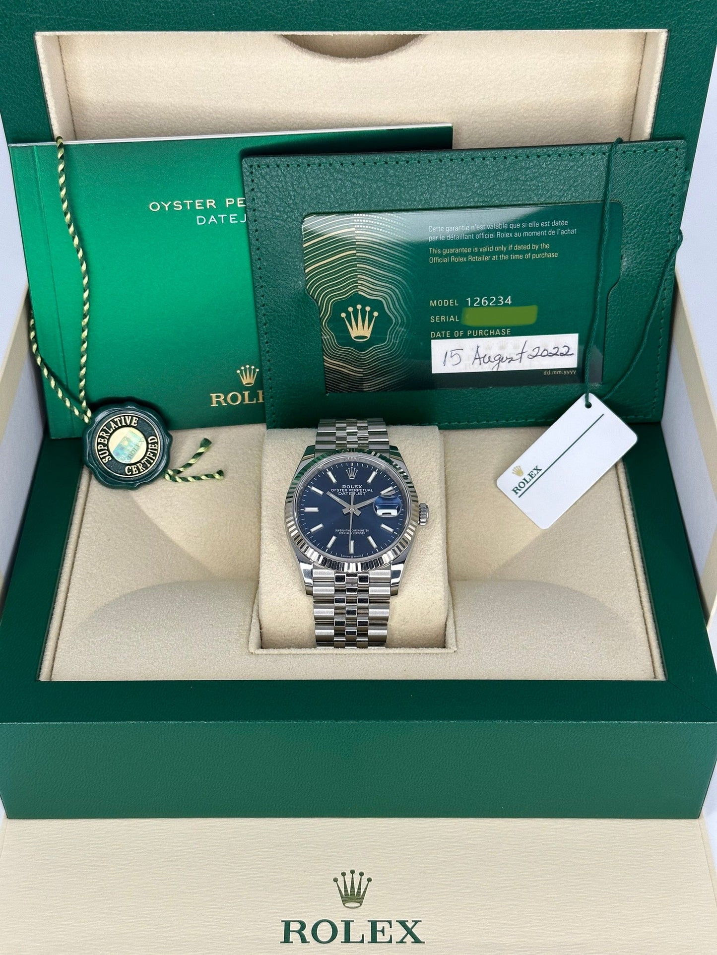 2022 Rolex Datejust 36mm 126234 Jubilee Blue Dial - MyWatchLLC