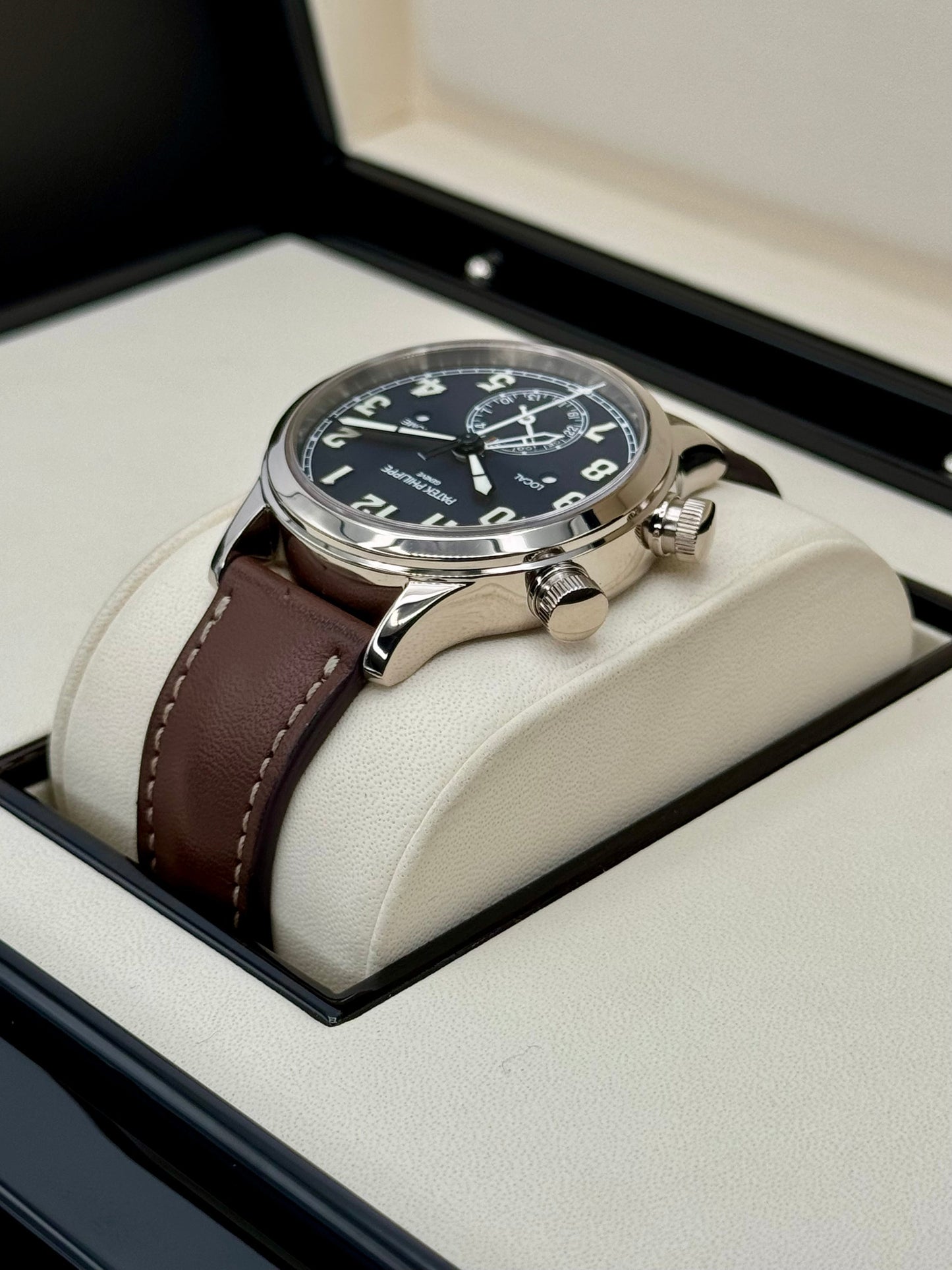 2021 Patek Philippe 37.5mm 7234G Calatrava Pilot Travel Time White Gold - MyWatchLLC