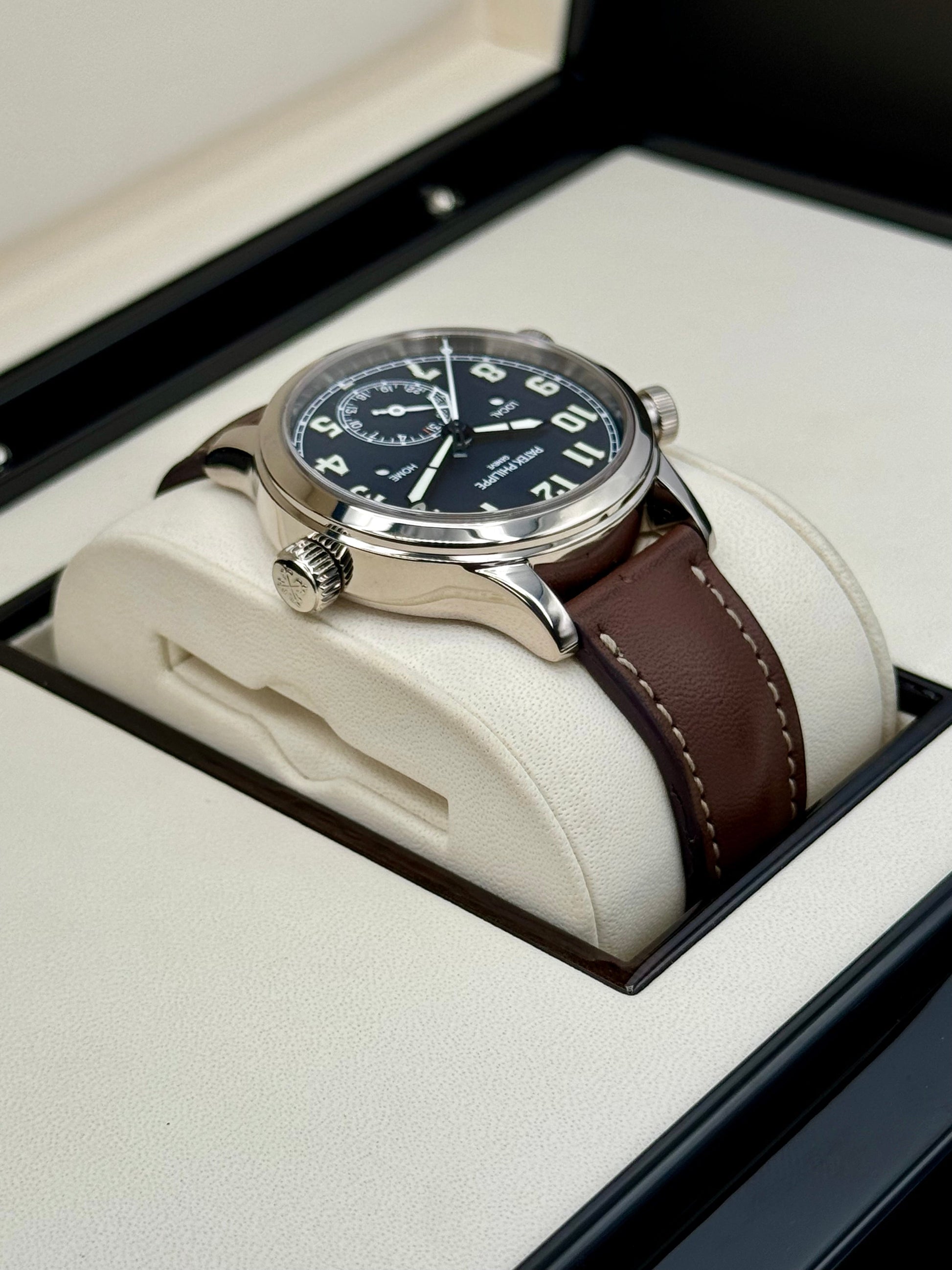 2021 Patek Philippe 37.5mm 7234G Calatrava Pilot Travel Time White Gold - MyWatchLLC