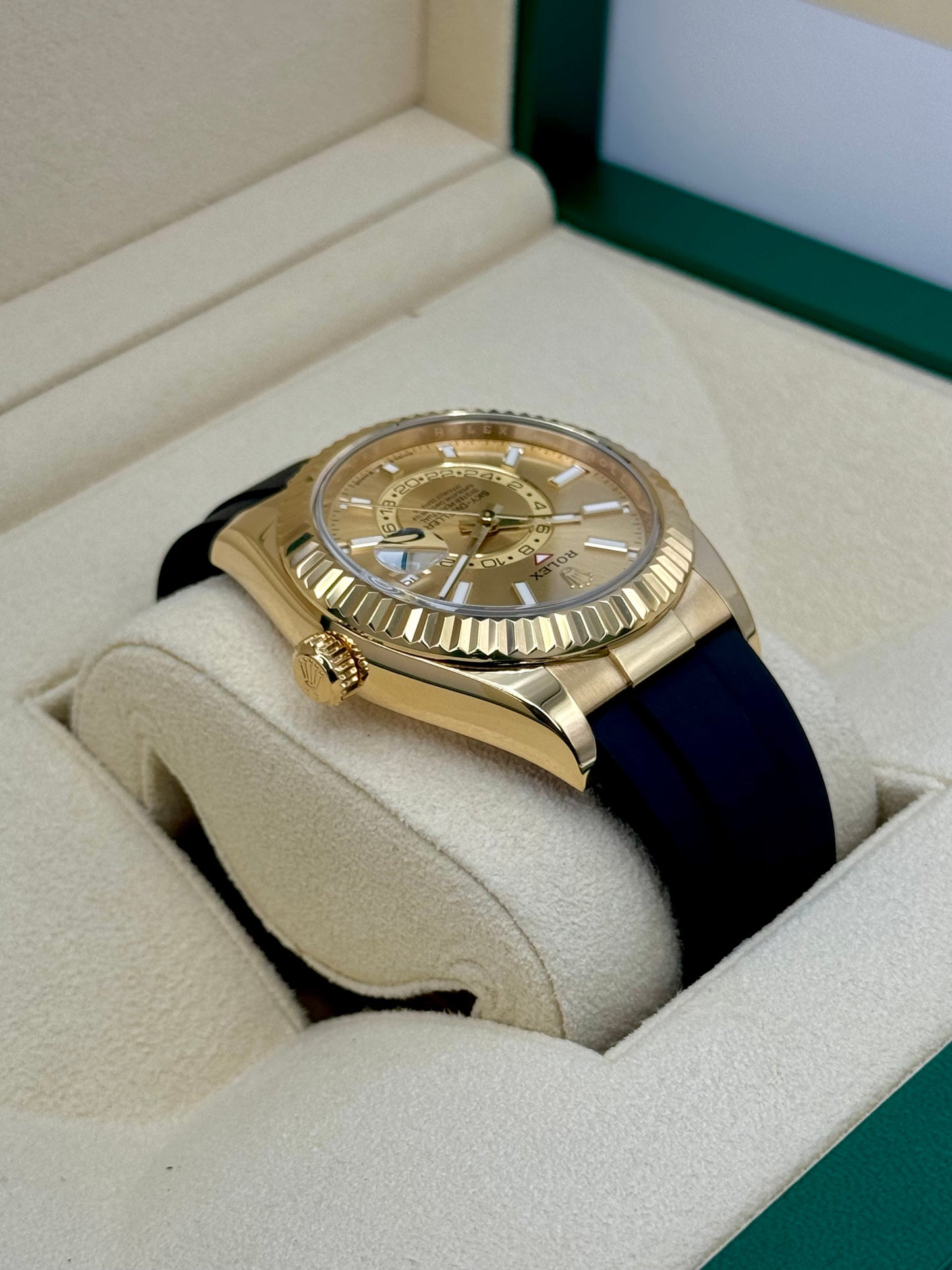 2024 Rolex Sky-Dweller 42mm 336238 Yellow Gold Oysterflex Champagne Dial - MyWatchLLC