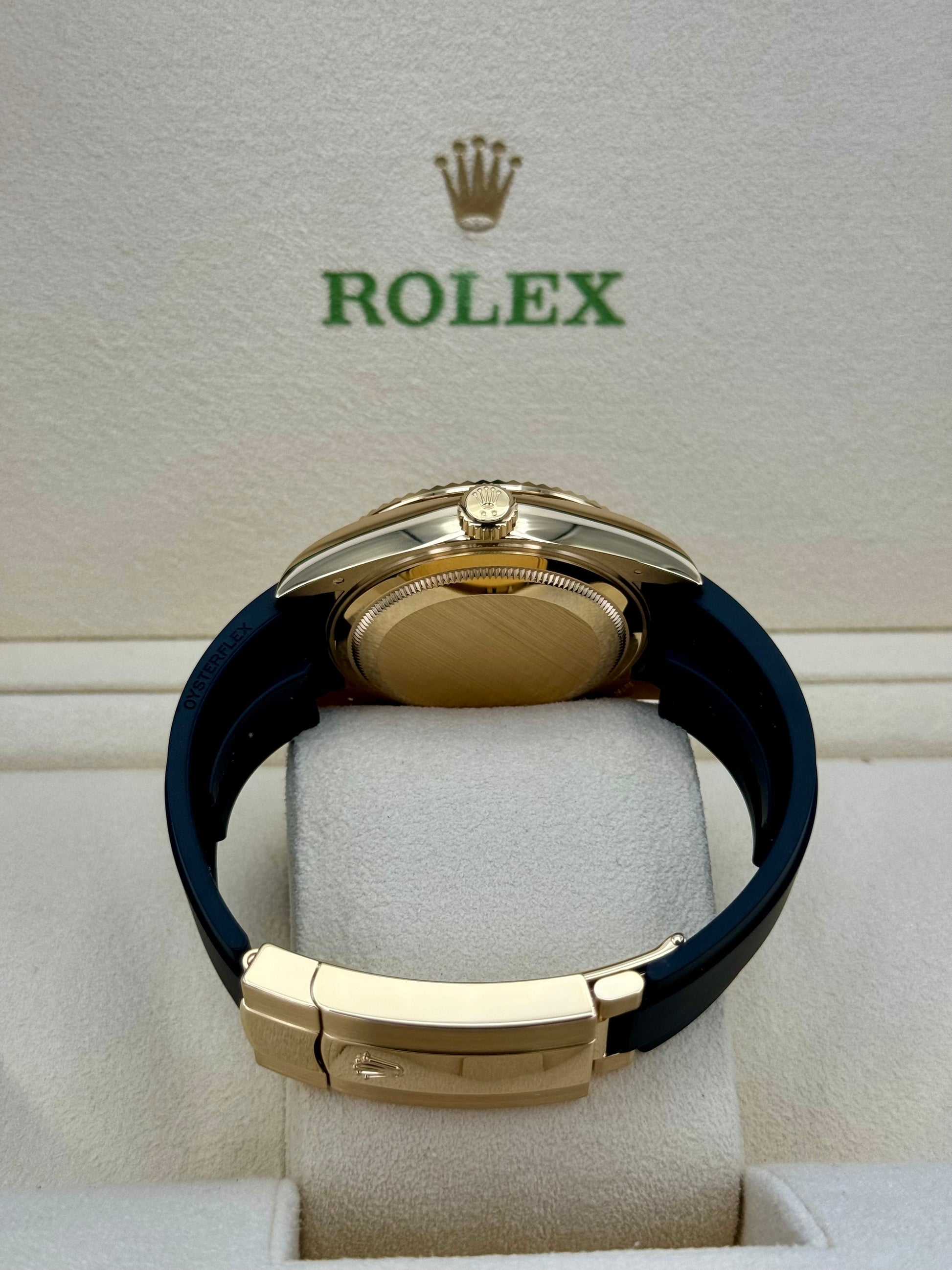 2024 Rolex Sky-Dweller 42mm 336238 Yellow Gold Oysterflex Champagne Dial - MyWatchLLC