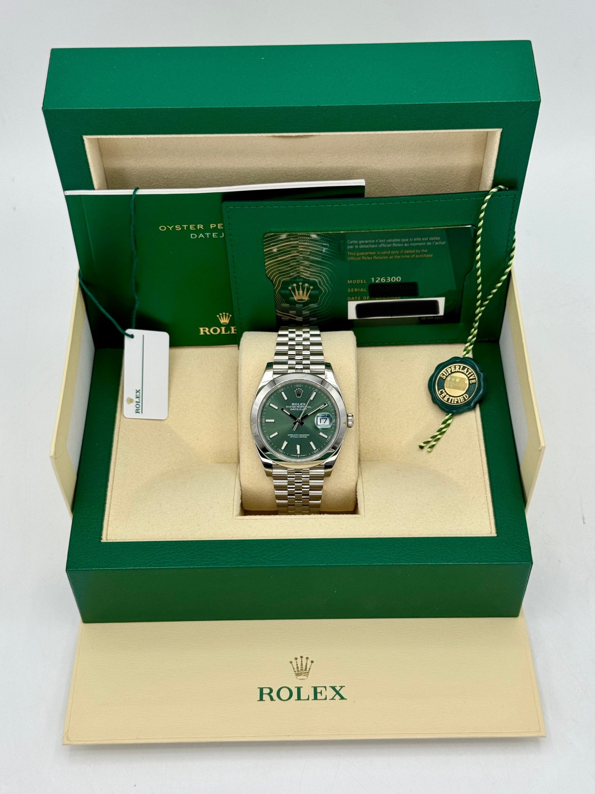 2022 Rolex Datejust 41mm 126300 Jubilee Green Dial - MyWatchLLC