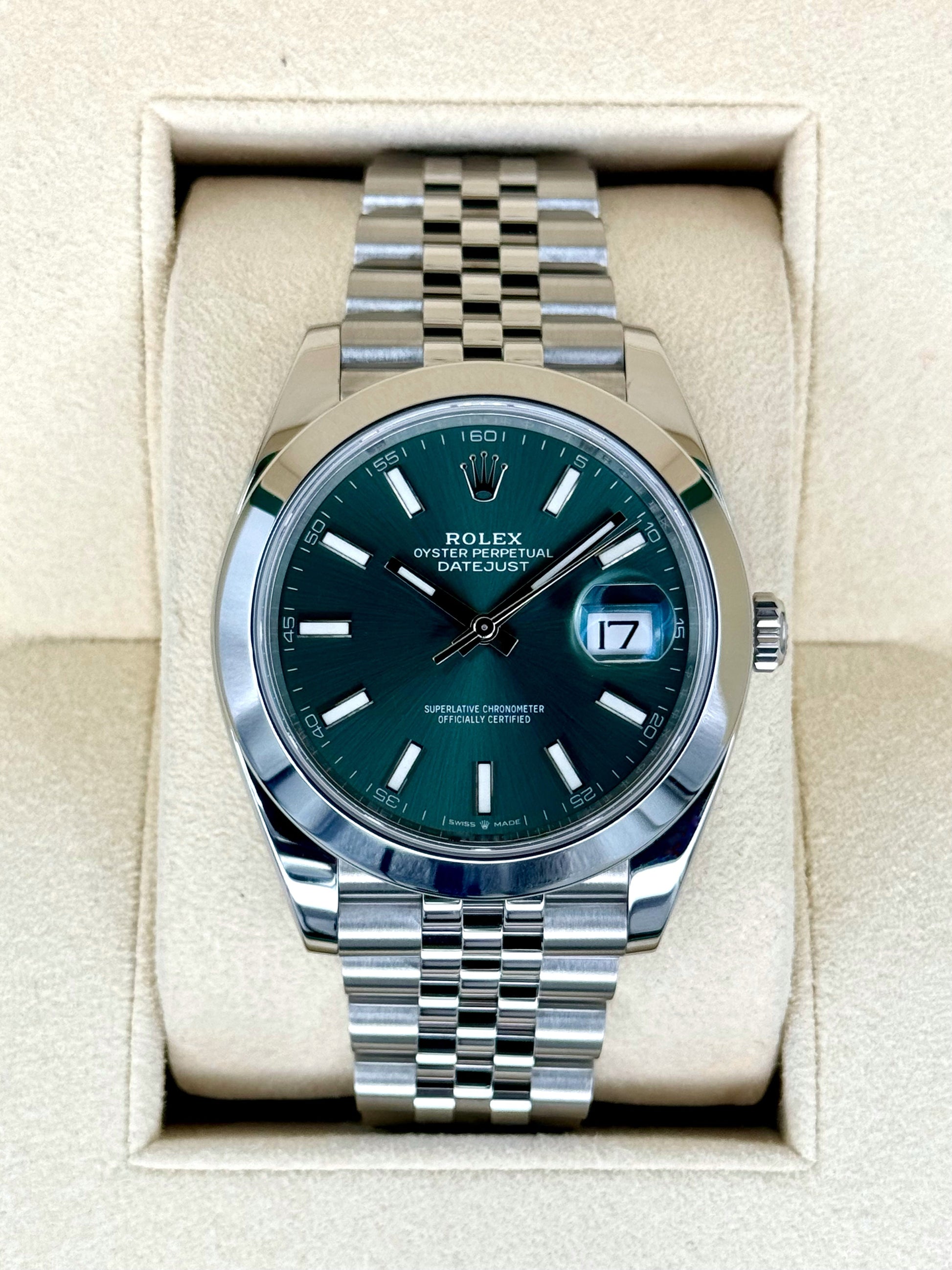 2022 Rolex Datejust 41mm 126300 Jubilee Green Dial - MyWatchLLC
