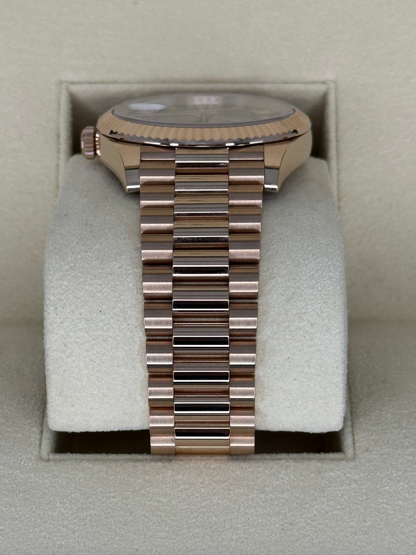 NEW 2022 Rolex Day-Date Presidential 40mm 228235 Rose Gold Olive Dial - MyWatchLLC