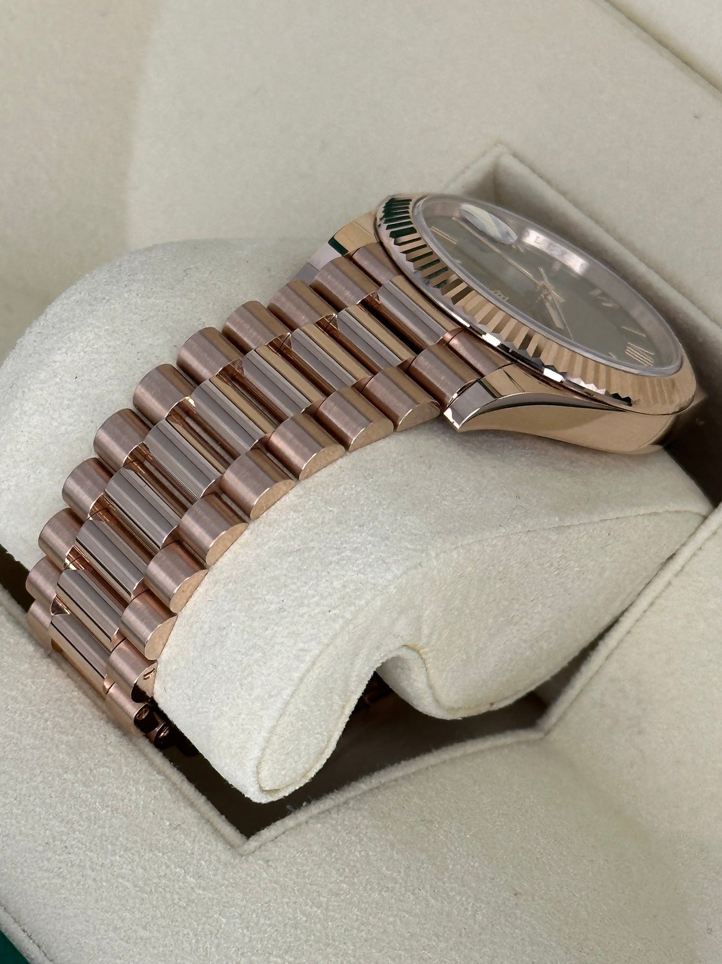 NEW 2022 Rolex Day-Date Presidential 40mm 228235 Rose Gold Olive Dial - MyWatchLLC