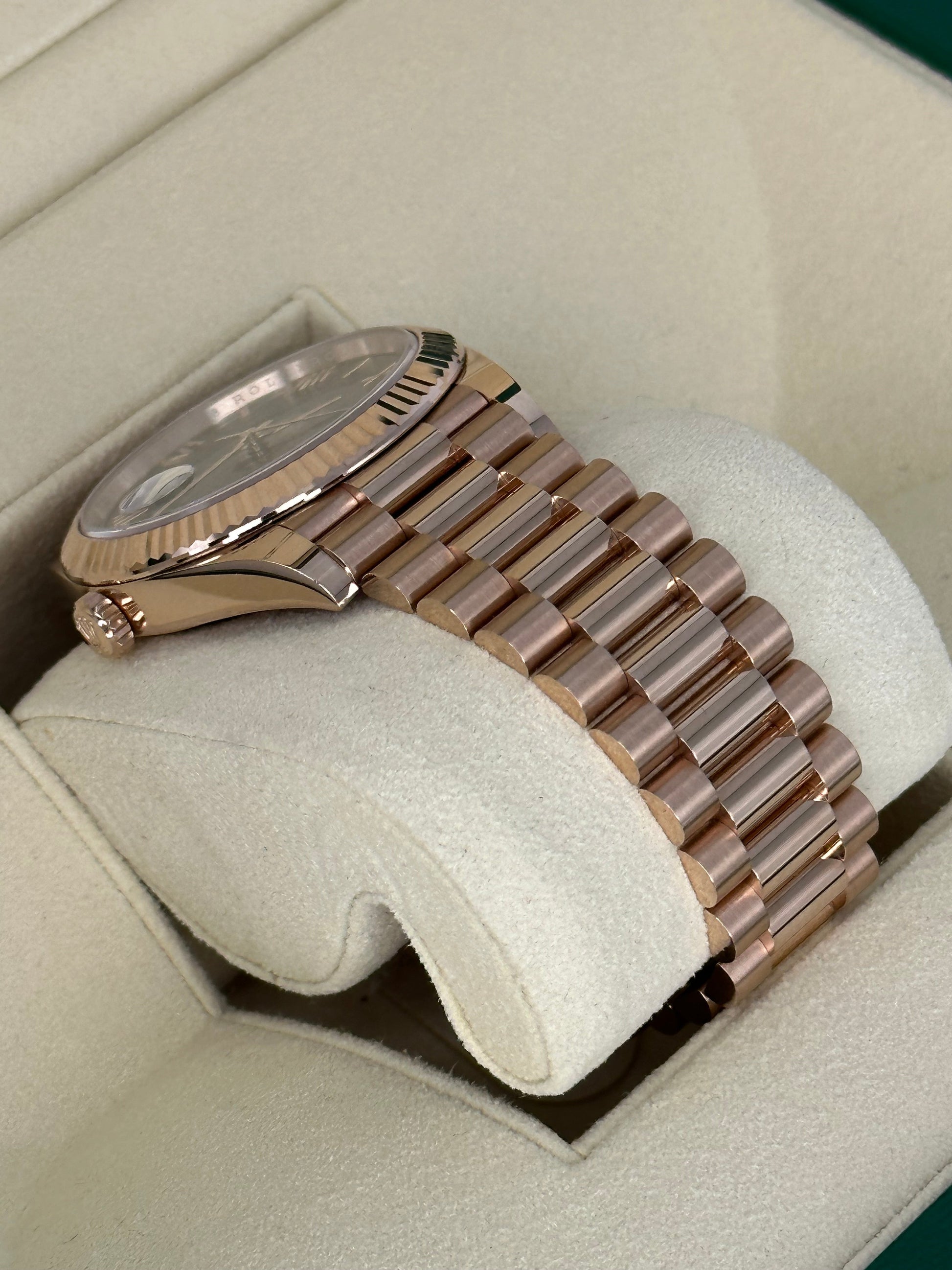 NEW 2022 Rolex Day-Date Presidential 40mm 228235 Rose Gold Olive Dial - MyWatchLLC