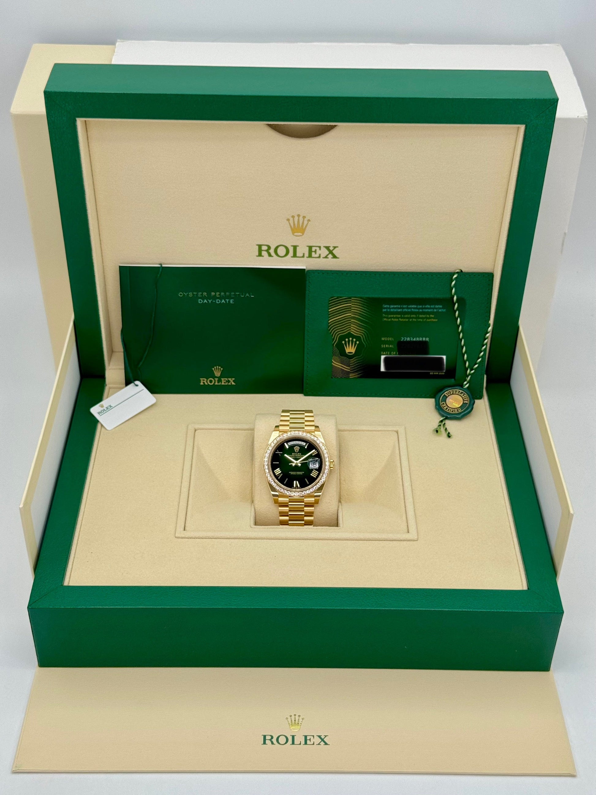 New 2024 Rolex Day-Date 40mm 228348RBR Presidential Green Dial - MyWatchLLC