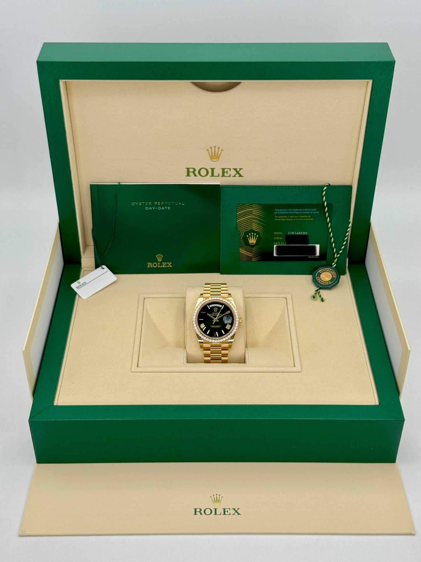 New 2024 Rolex Day-Date 40mm 228348RBR Presidential Green Dial - MyWatchLLC