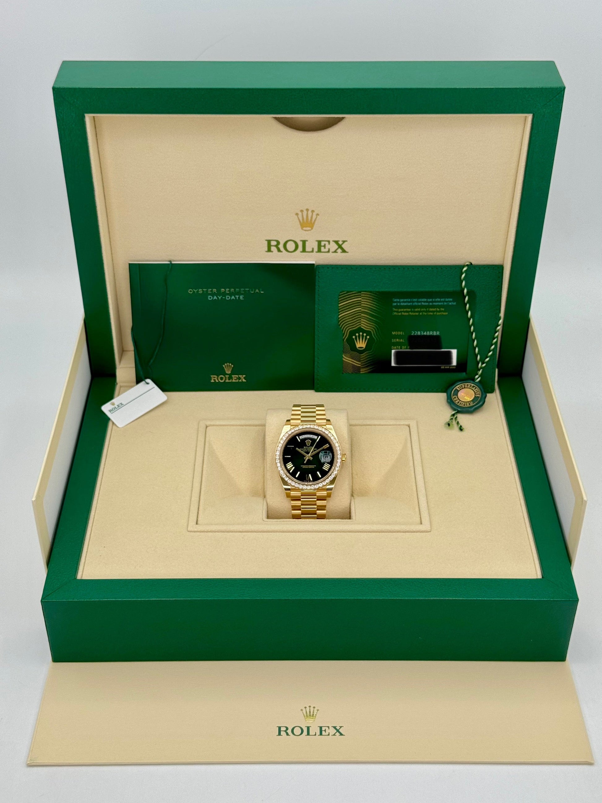 New 2024 Rolex Day-Date 40mm 228348RBR Presidential Green Dial - MyWatchLLC