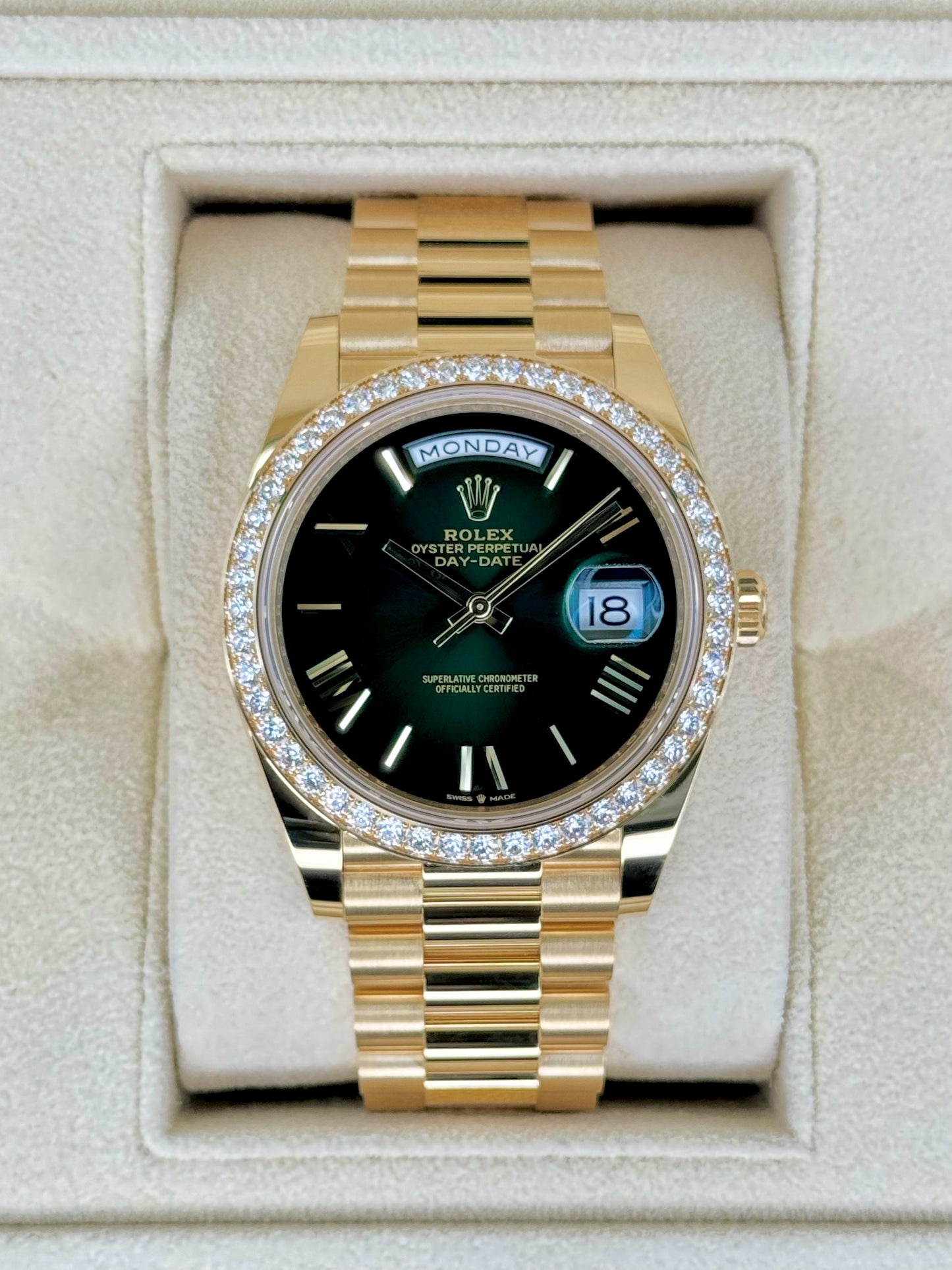 New 2024 Rolex Day-Date 40mm 228348RBR Presidential Green Dial - MyWatchLLC