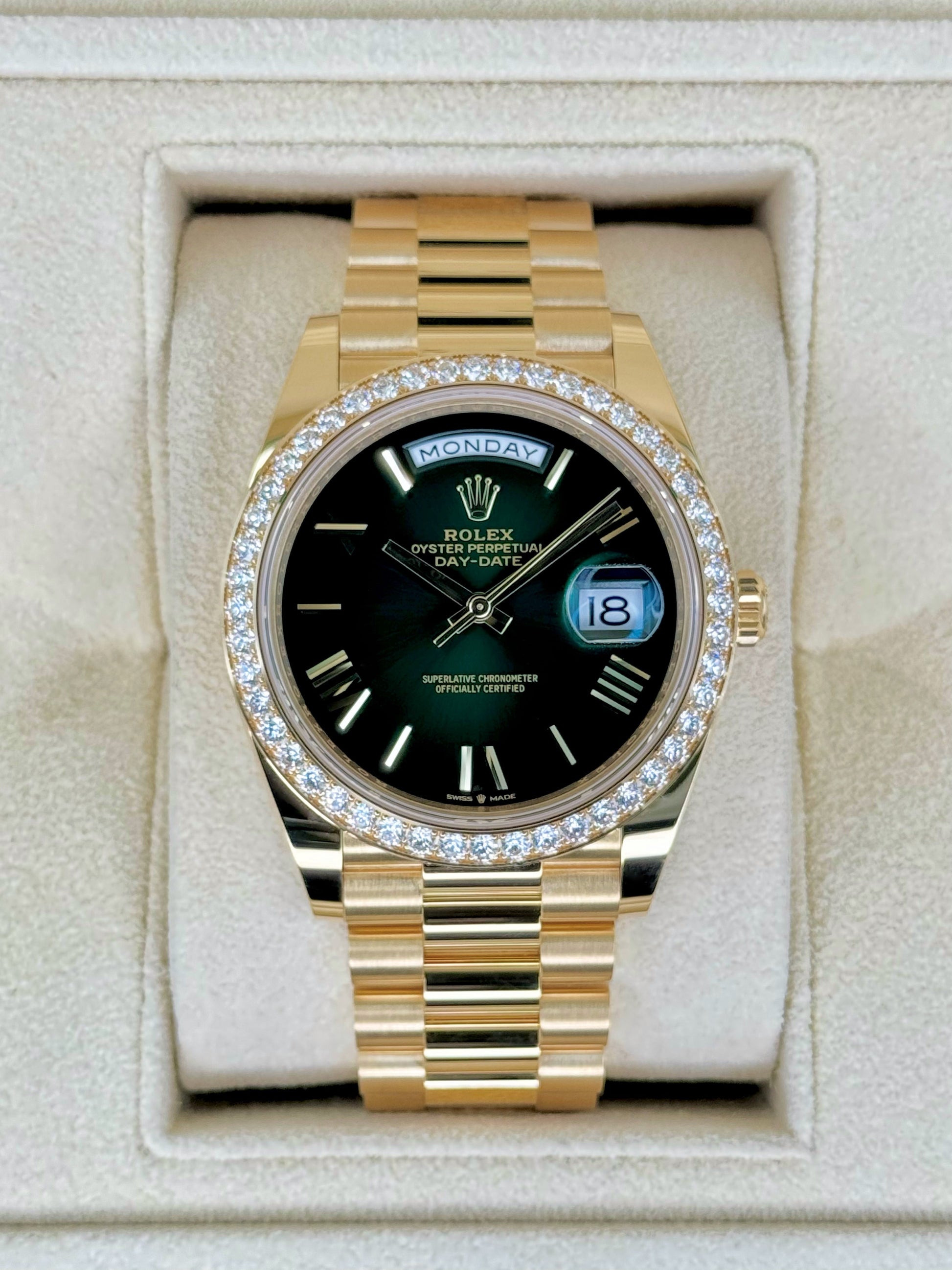 New 2024 Rolex Day-Date 40mm 228348RBR Presidential Green Dial - MyWatchLLC