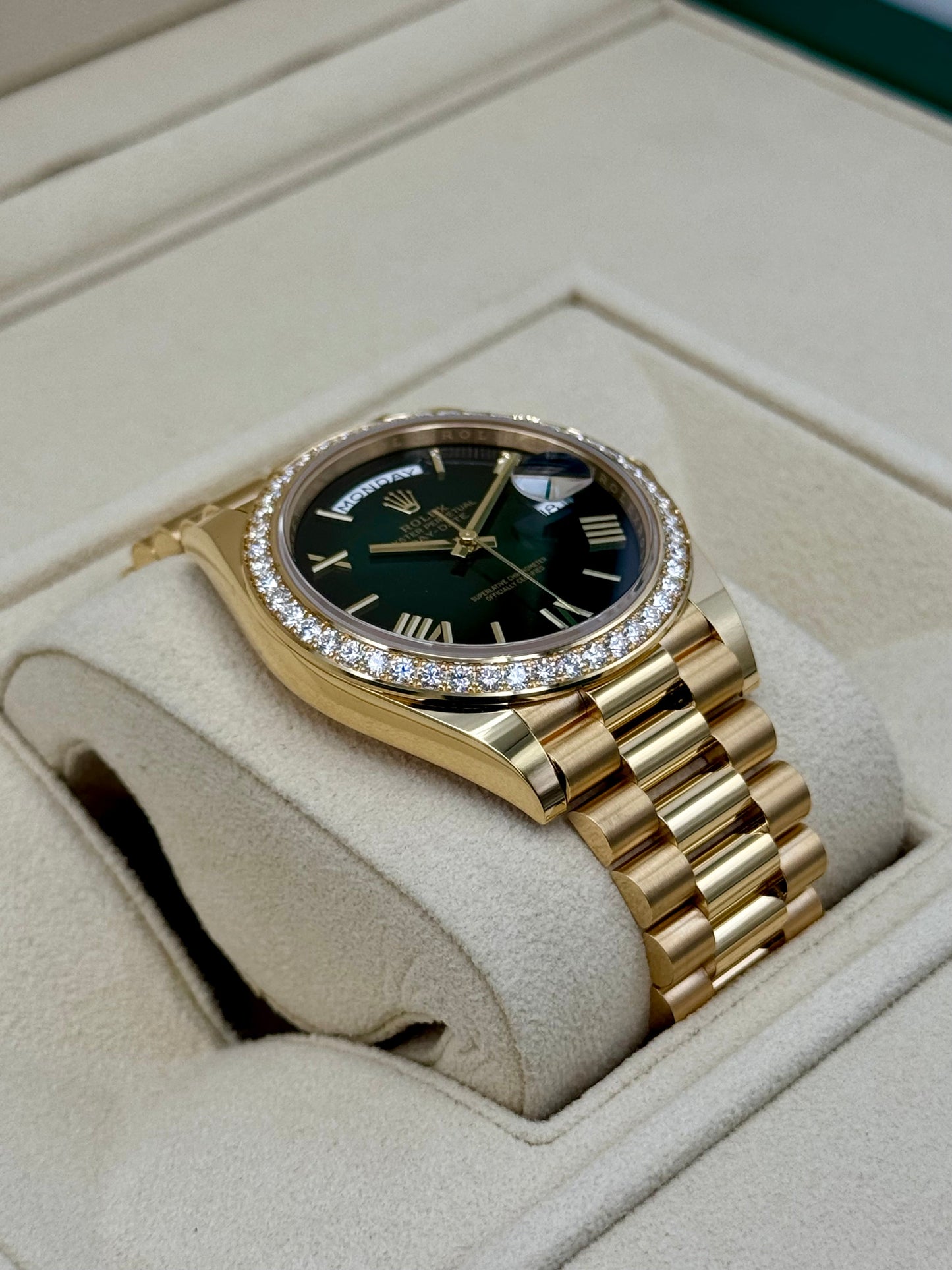 New 2024 Rolex Day-Date 40mm 228348RBR Presidential Green Dial - MyWatchLLC