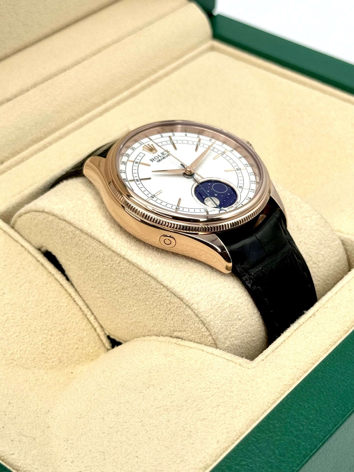 2018 Rolex Cellini Moonphase 39mm 50535 Rose Gold White Dial - MyWatchLLC