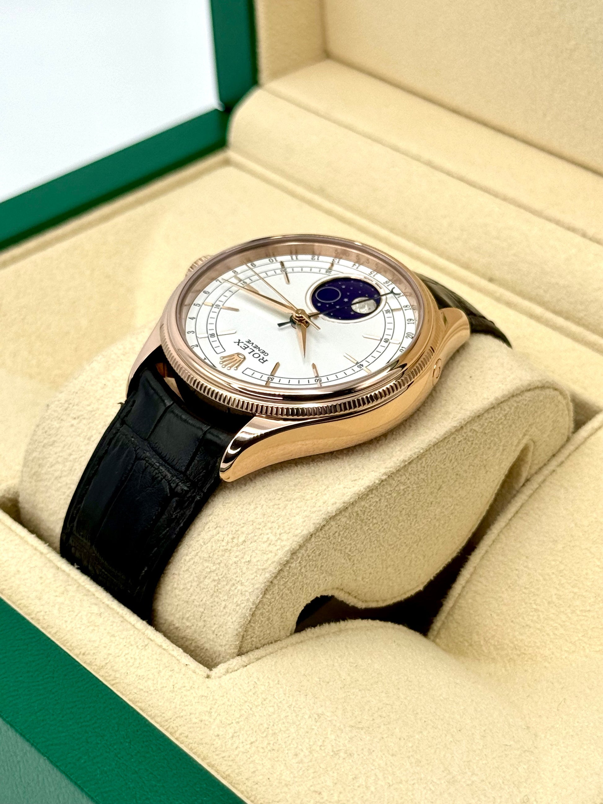 2018 Rolex Cellini Moonphase 39mm 50535 Rose Gold White Dial - MyWatchLLC