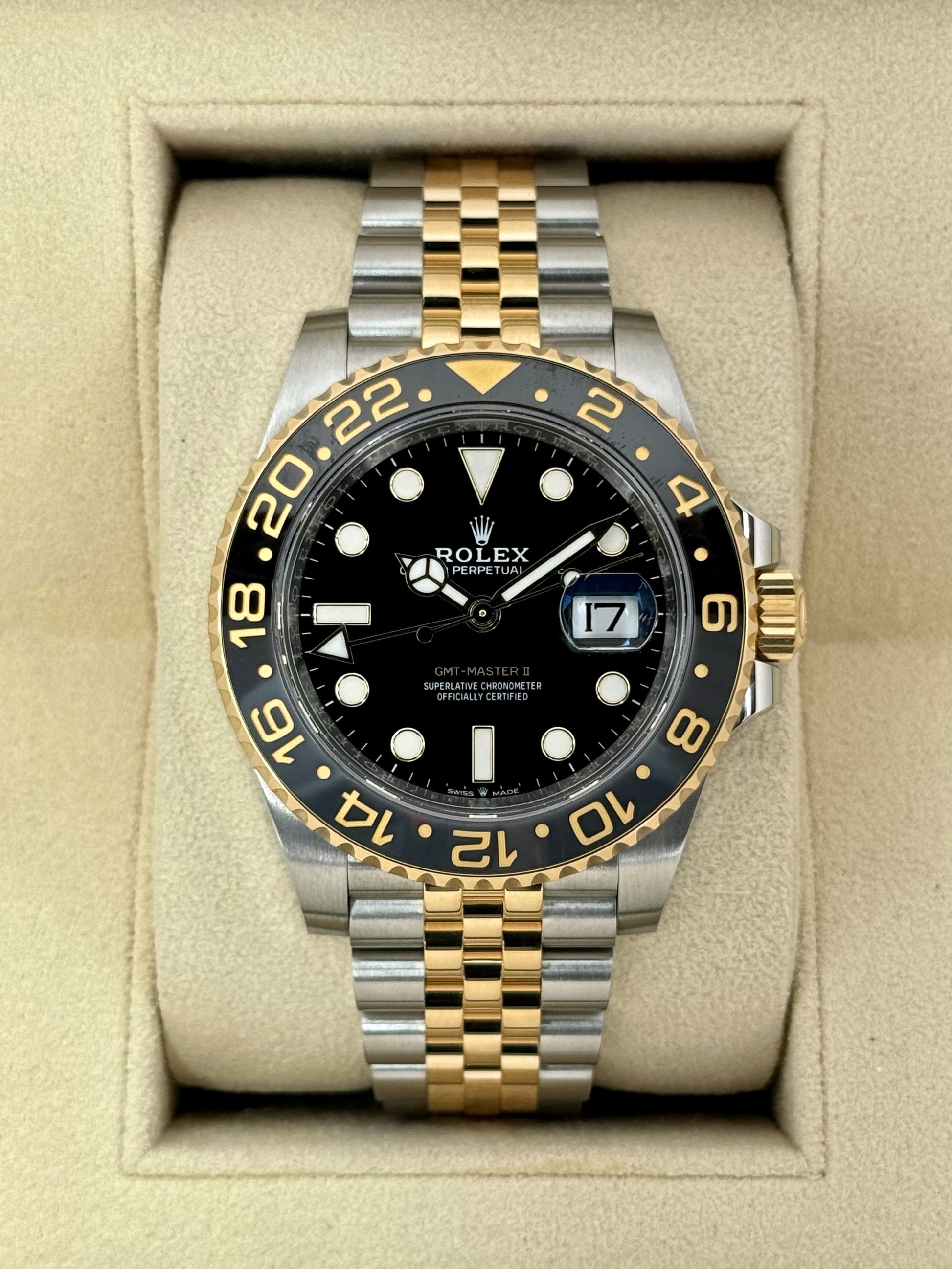 2024 Rolex GMT-Master II 40mm 126713GRNR Two-Tone Jubilee Black Dial - MyWatchLLC