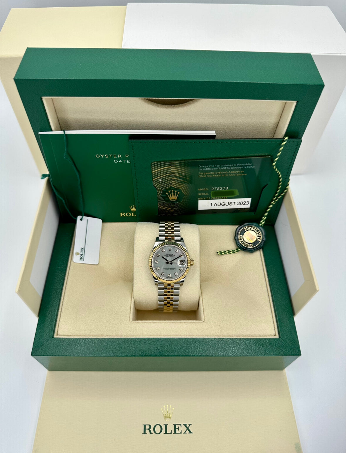 NEW 2023 Rolex Datejust 31mm 278273 Two-Tone Jubilee MOP Diamond Dial - MyWatchLLC