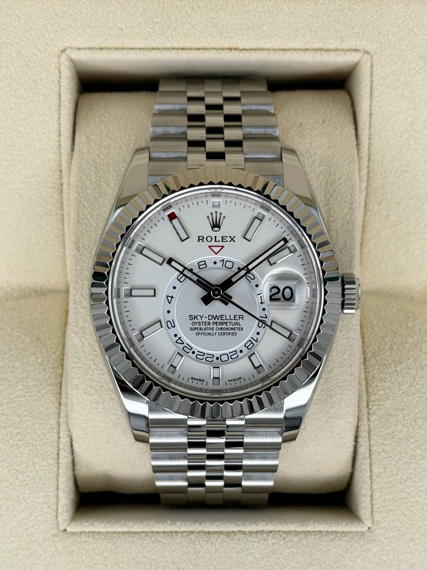2022 Rolex Sky-Dweller 42mm 326934 Stainless Steel Jubilee White Dial - MyWatchLLC
