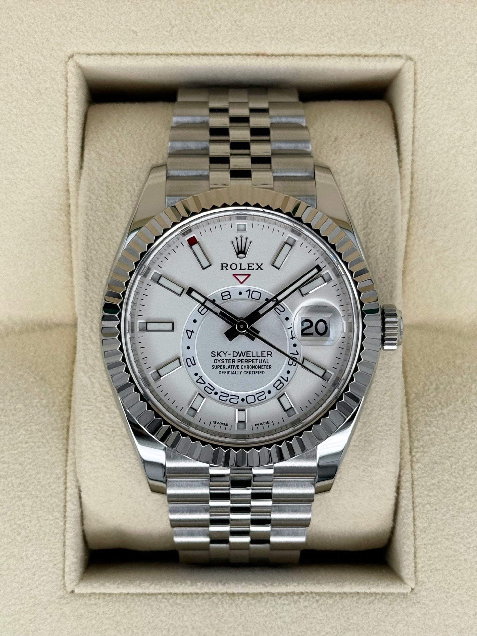 2022 Rolex Sky-Dweller 42mm 326934 Stainless Steel Jubilee White Dial - MyWatchLLC