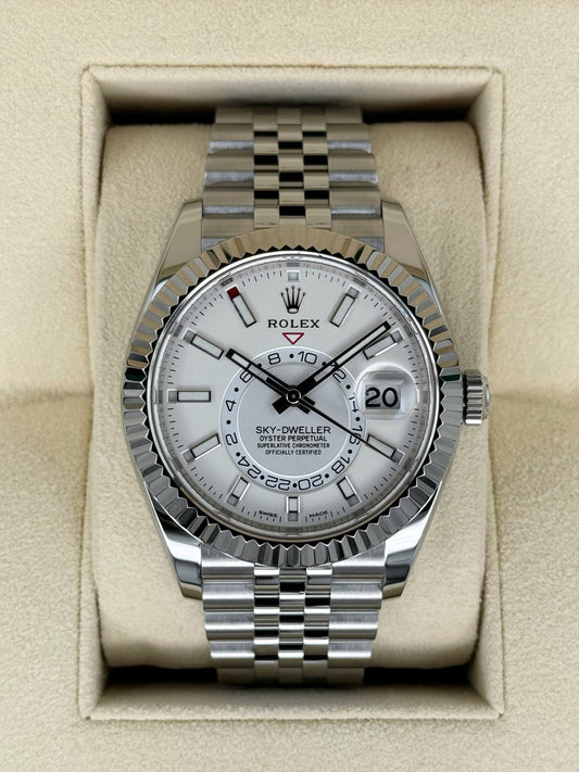2022 Rolex Sky-Dweller 42mm 326934 Stainless Steel Jubilee White Dial - MyWatchLLC