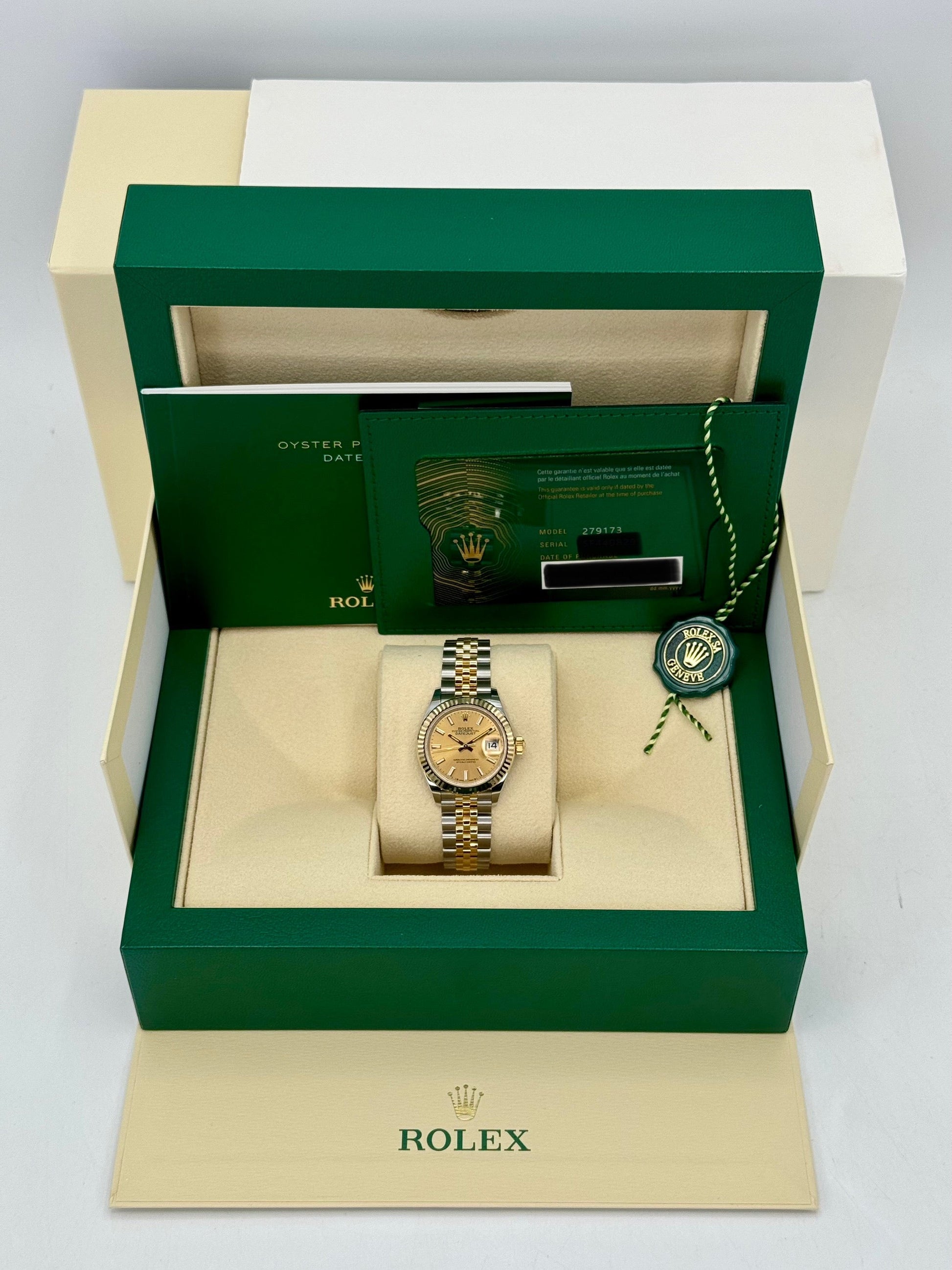 NEW 2024 Rolex Lady Datejust 28mm 279173 Jubilee Champagne Dial - MyWatchLLC