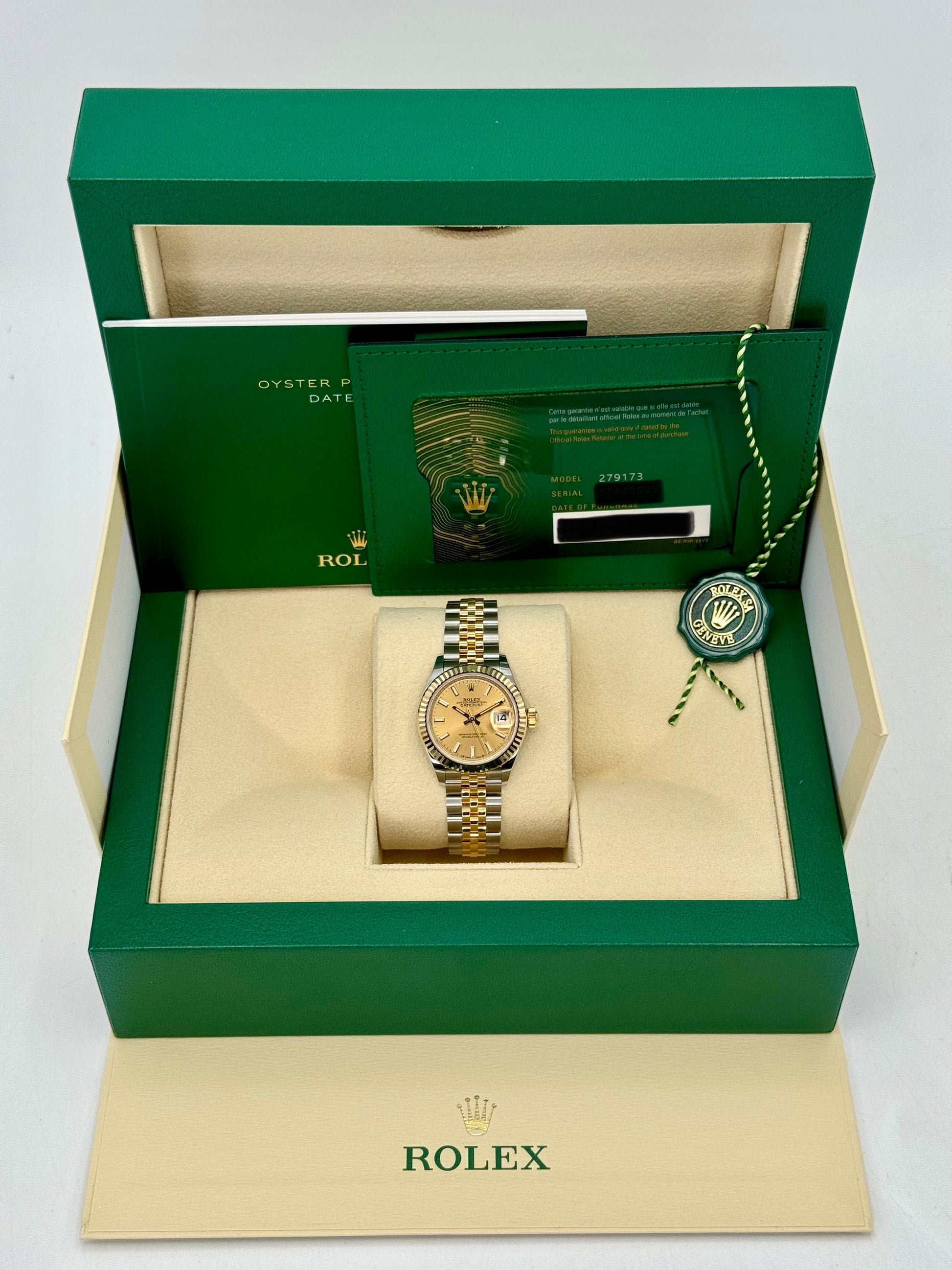 NEW 2024 Rolex Lady Datejust 28mm 279173 Jubilee Champagne Dial - MyWatchLLC