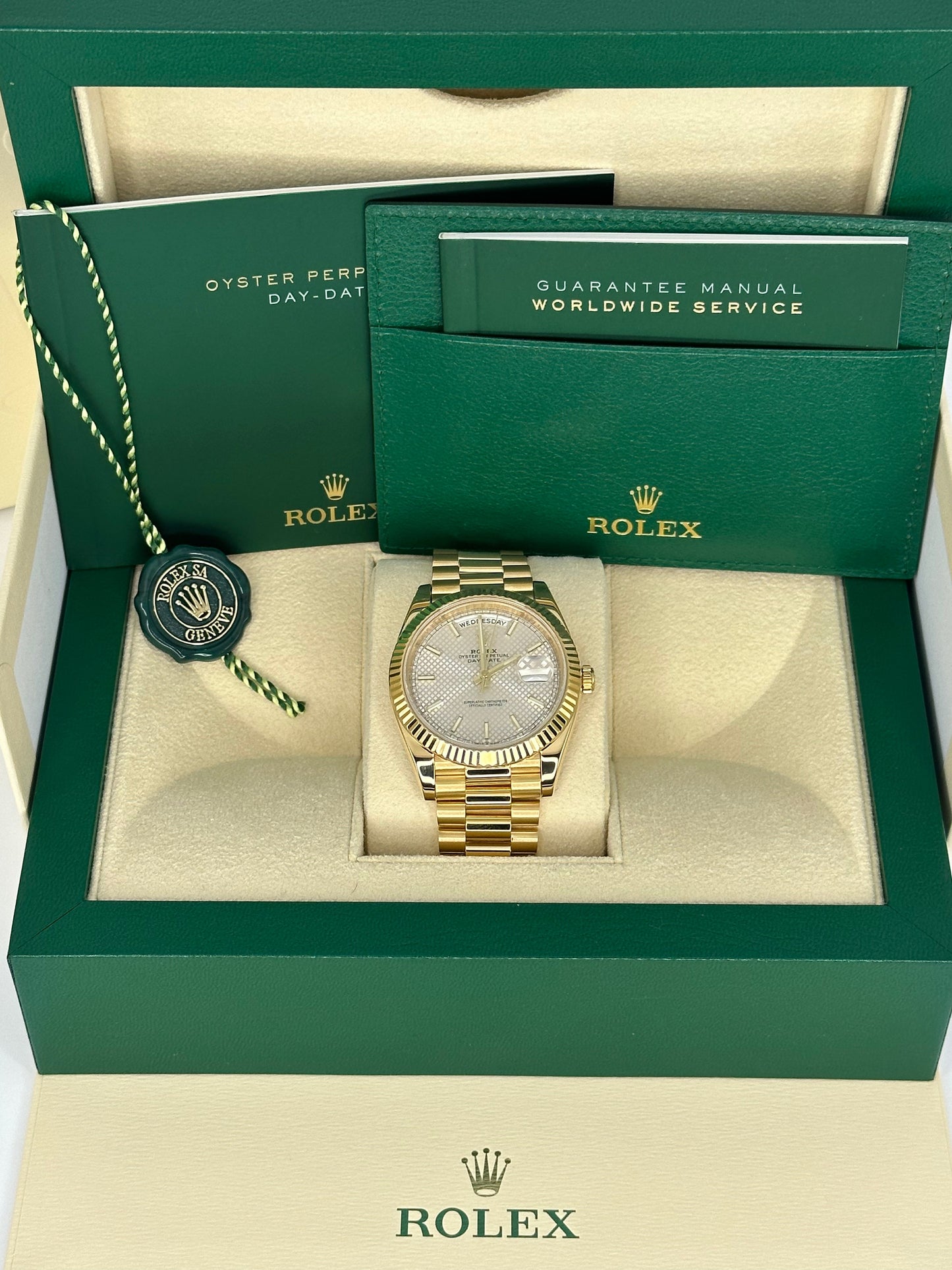 Rolex Day-Date 40mm 228238 Presidential Silver Motif Dial - MyWatchLLC
