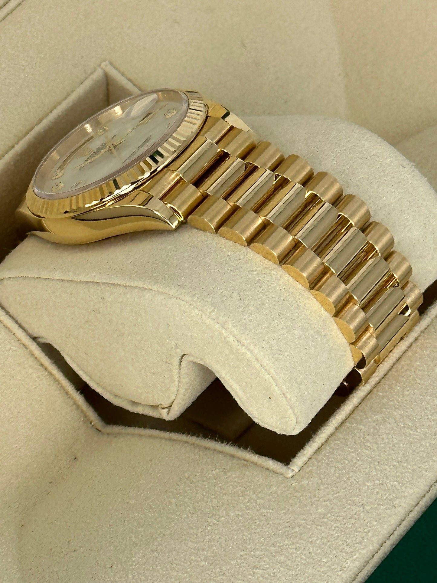 2021 Rolex Day-Date 36mm 128238 Mother of Pearl Diamond Dial - MyWatchLLC