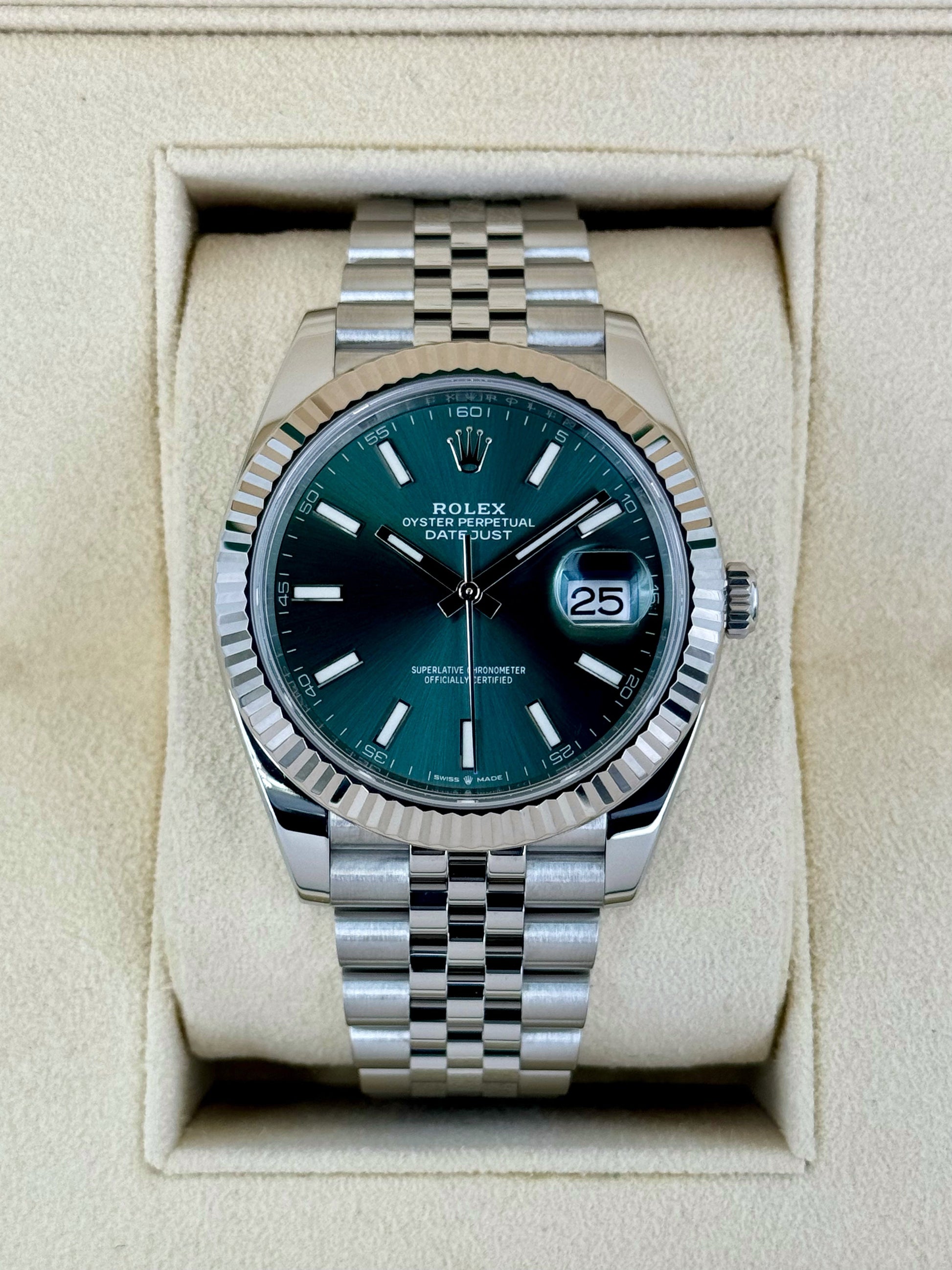 2023 Rolex Datejust 41mm 126334 Stainless Steel Jubilee Green Dial - MyWatchLLC