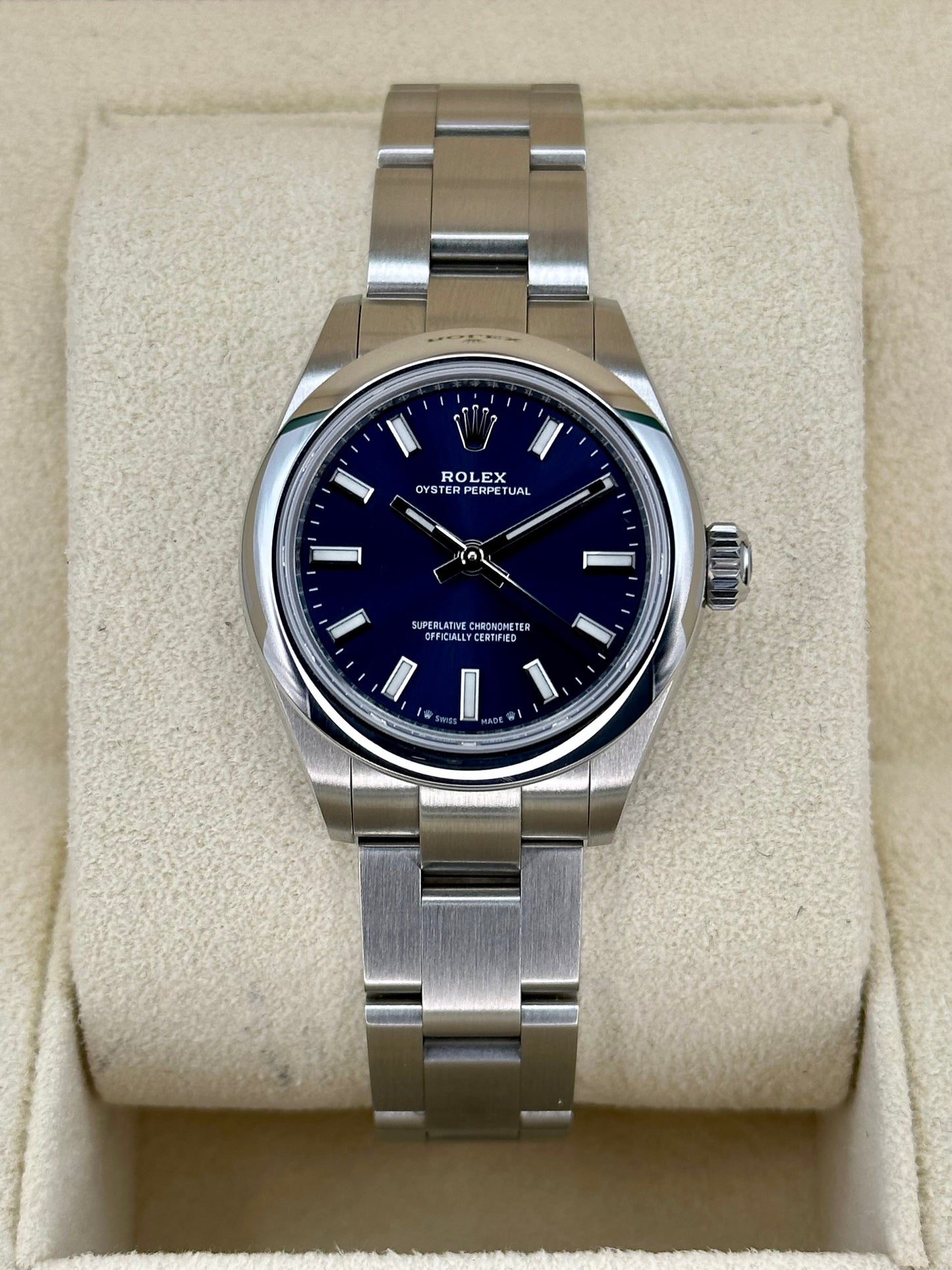 2020 Rolex Ladies Oyster Perpetual 28mm 276200 Oyster Blue Dial - MyWatchLLC