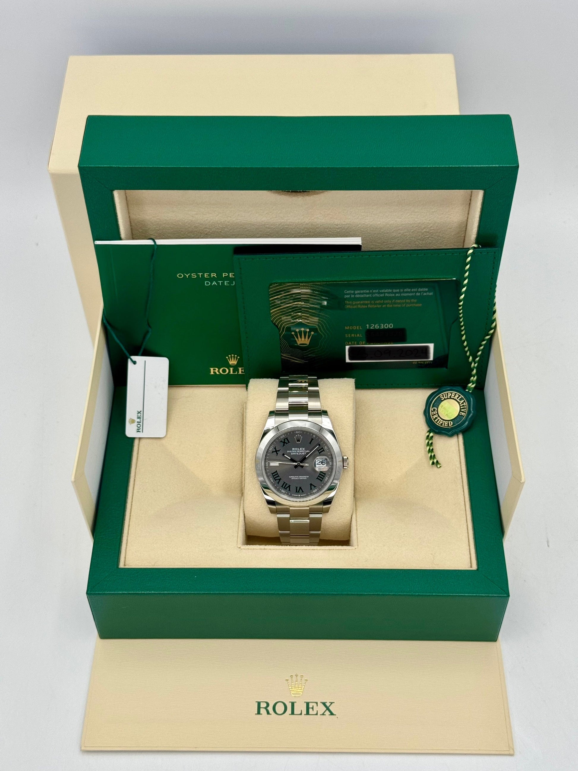 NEW 2024 Rolex Datejust 41mm 126300 Oyster Wimbledon Dial - MyWatchLLC