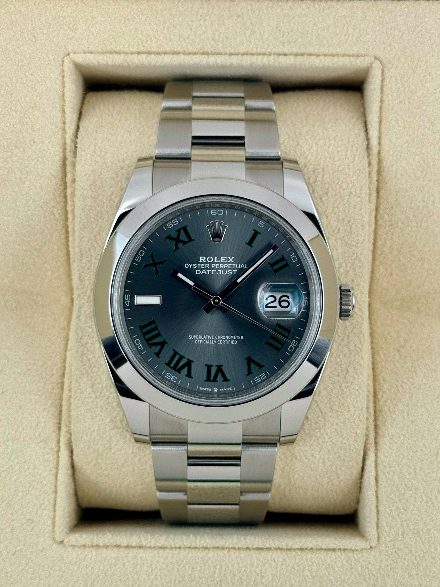 NEW 2024 Rolex Datejust 41mm 126300 Oyster Wimbledon Dial - MyWatchLLC