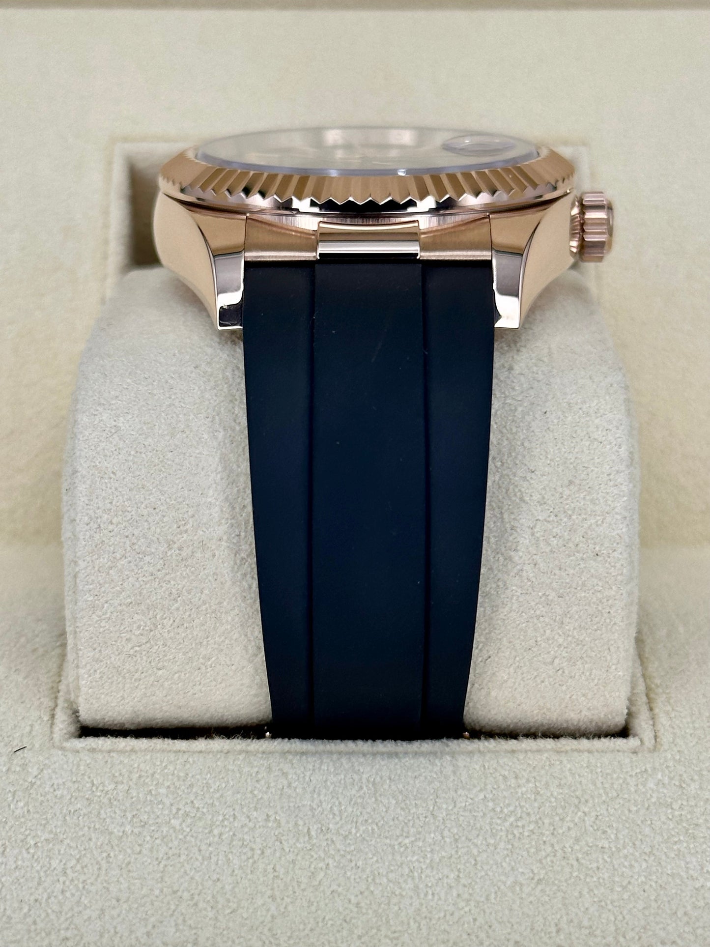 2022 Rolex Sky-Dweller 42mm 326235 Rose Gold Oysterflex Chocolate Dial - MyWatchLLC