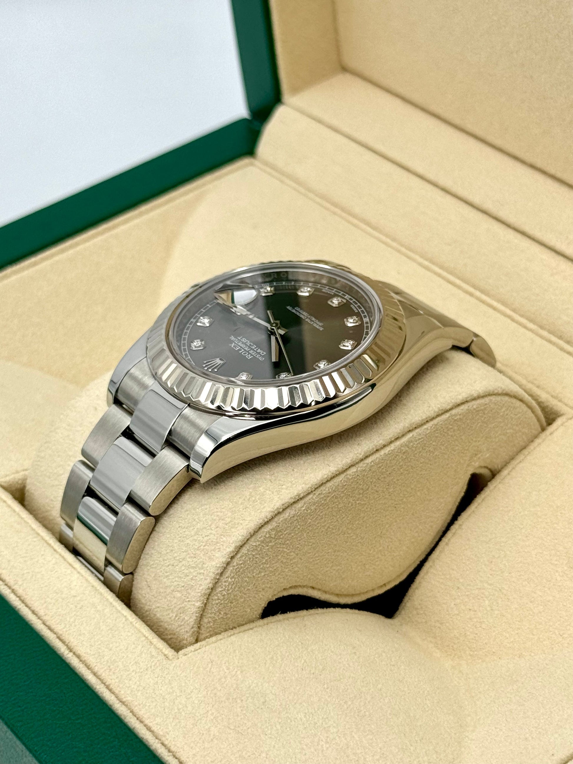 2017 Rolex Datejust II 41mm Oyster Rhodium Diamond Dial 116334 - MyWatchLLC