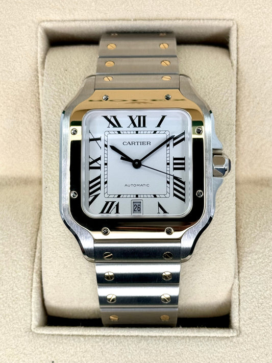 2023 Cartier Santos de Cartier 39.8mm W2SA0009 Two-Tone White Dial - MyWatchLLC