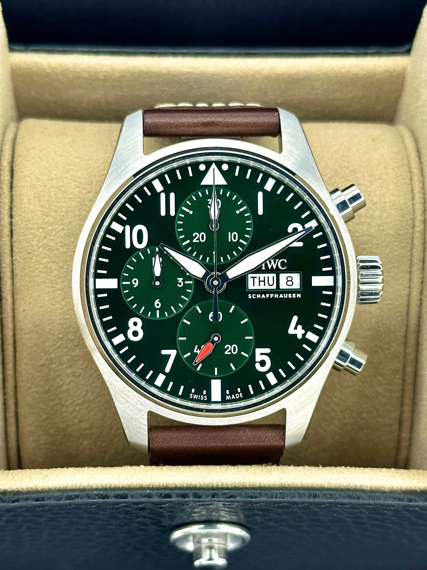 2023 IWC Pilot's Chronograph 41mm IW388103 Stainless Steel Green Dial - MyWatchLLC