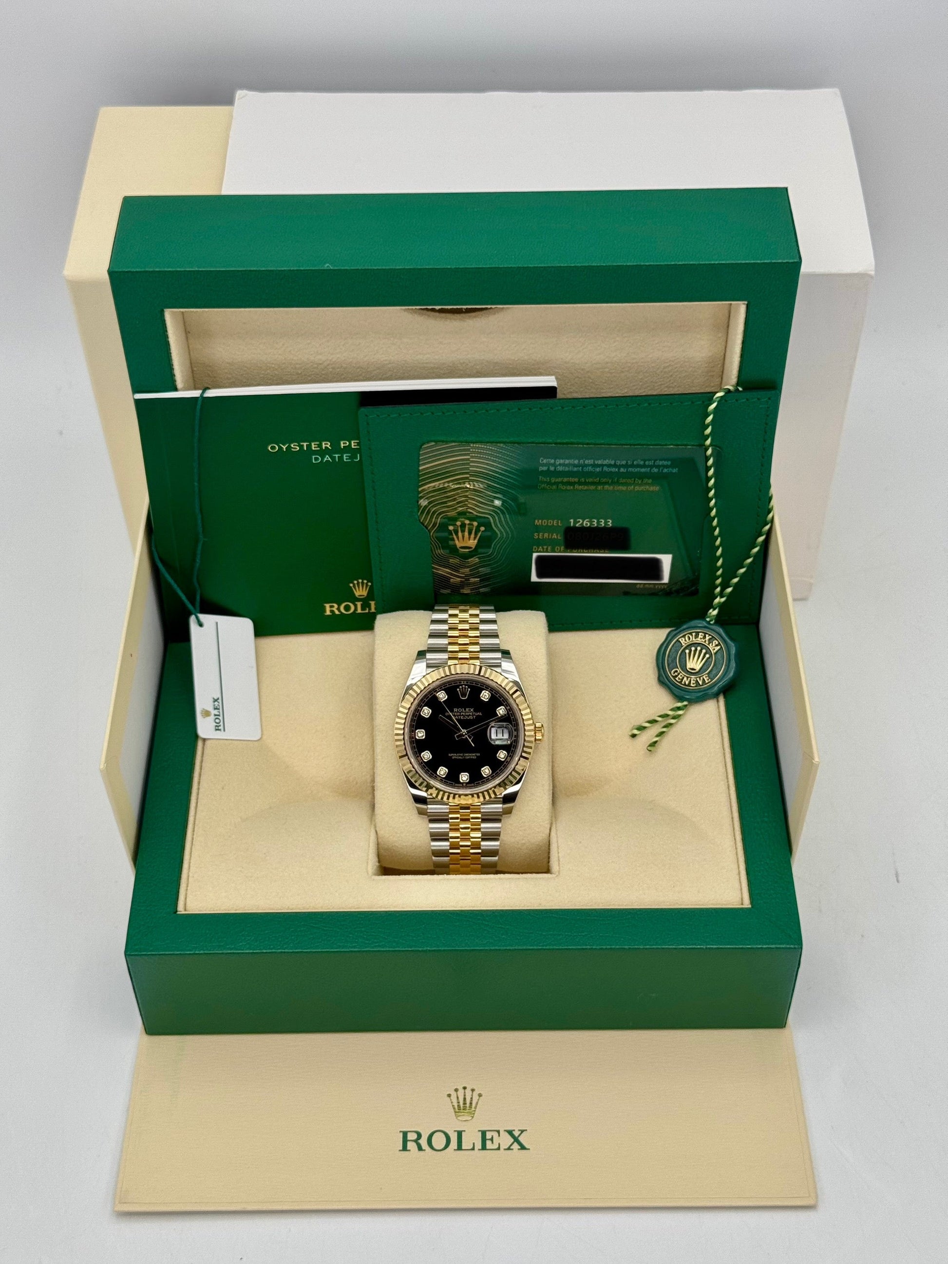 2022 Rolex Datejust 41mm 126333 Two-Tone Jubilee Black Diamond Dial - MyWatchLLC