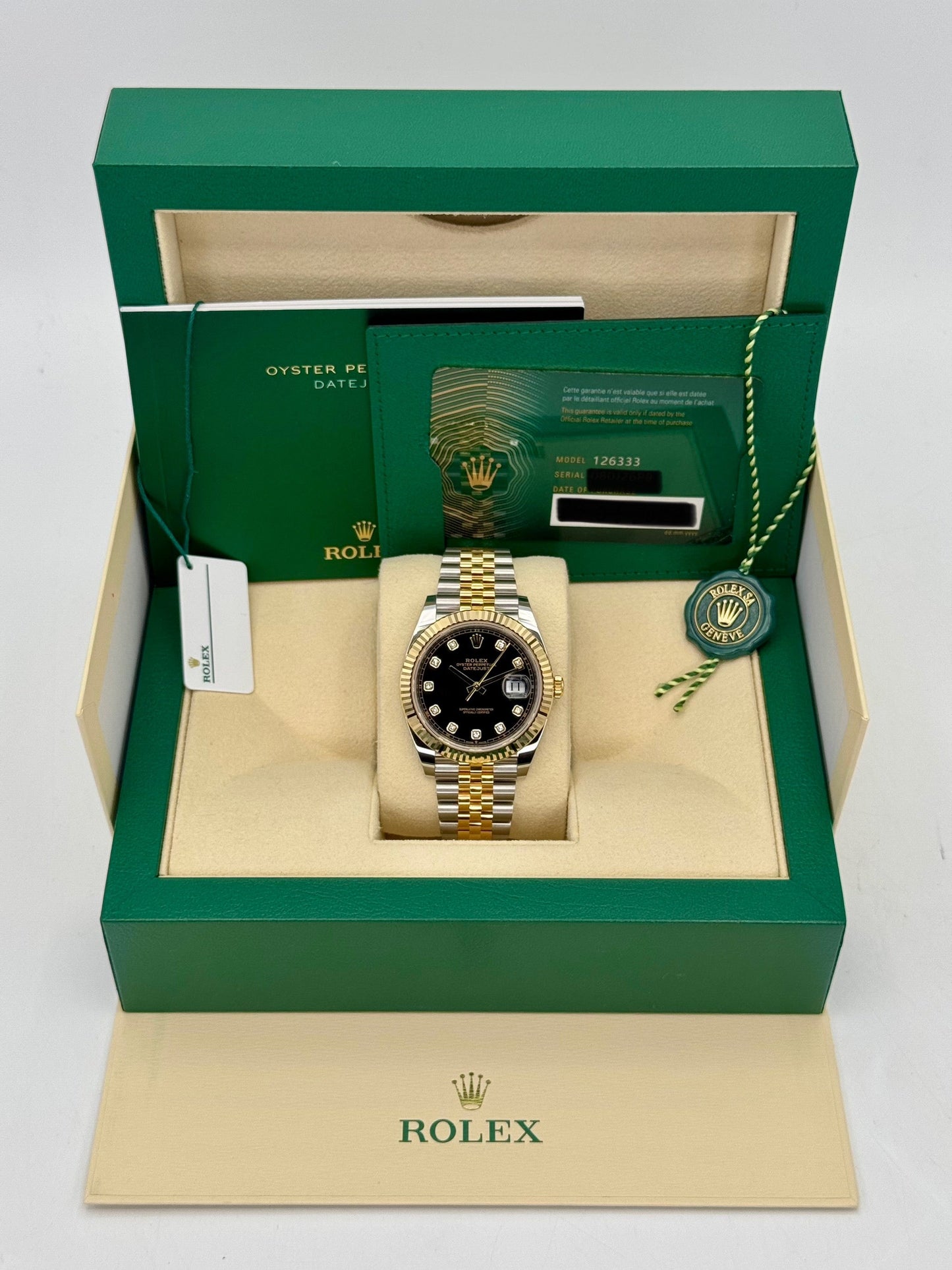 2022 Rolex Datejust 41mm 126333 Two-Tone Jubilee Black Diamond Dial - MyWatchLLC