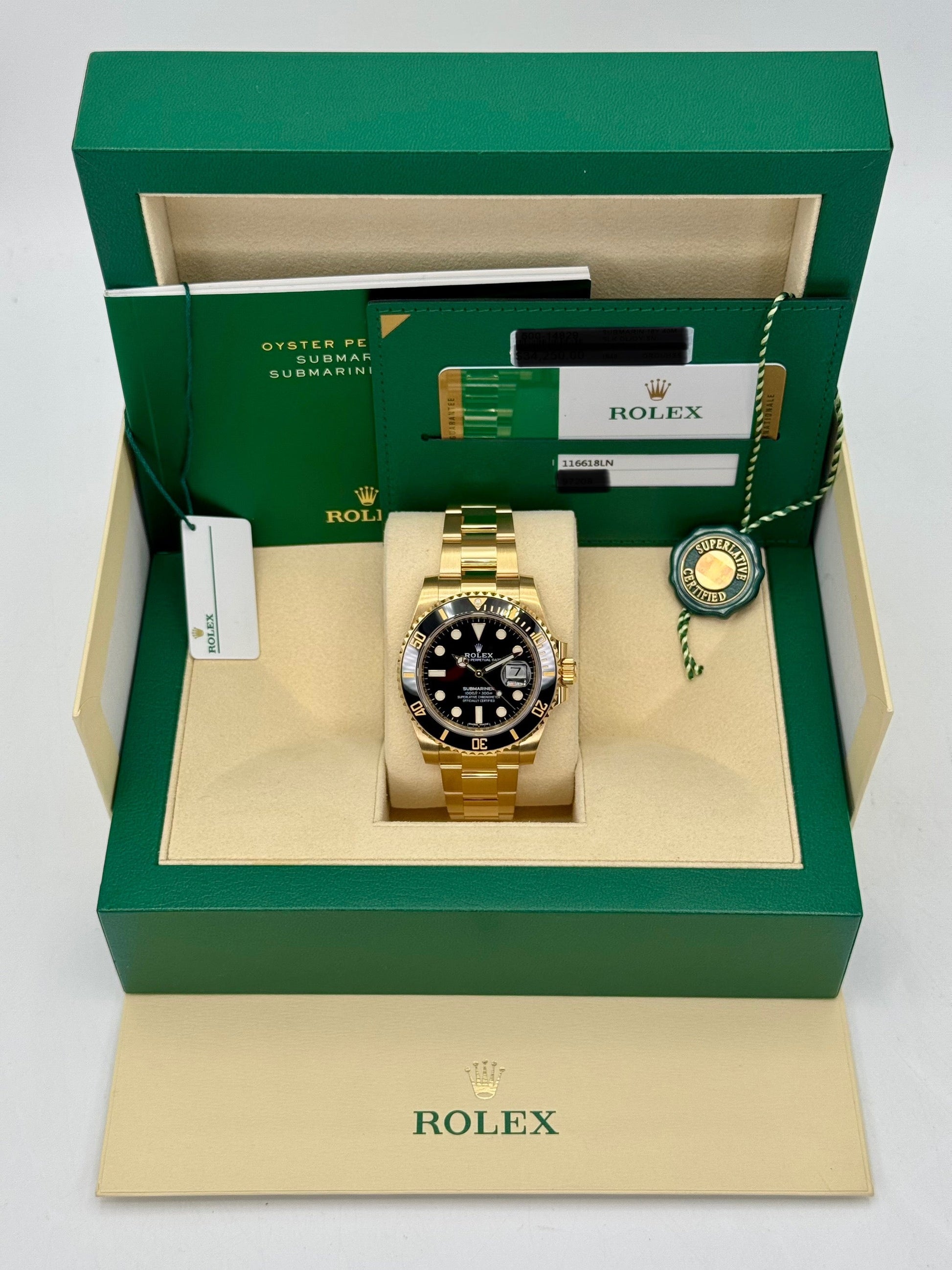 2020 Rolex Submariner 40mm 116618LN 18K Yellow Gold Black Dial - MyWatchLLC