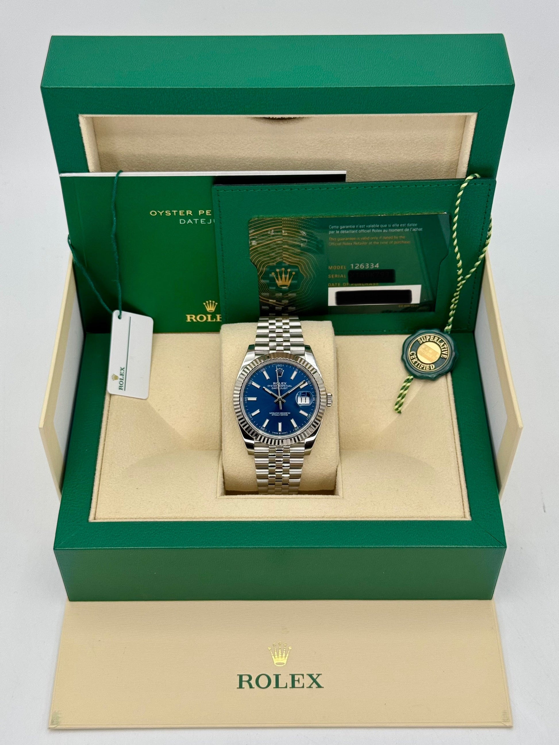 2022 Rolex Datejust 41mm 126334 Stainless Steel Jubilee Blue Dial - MyWatchLLC