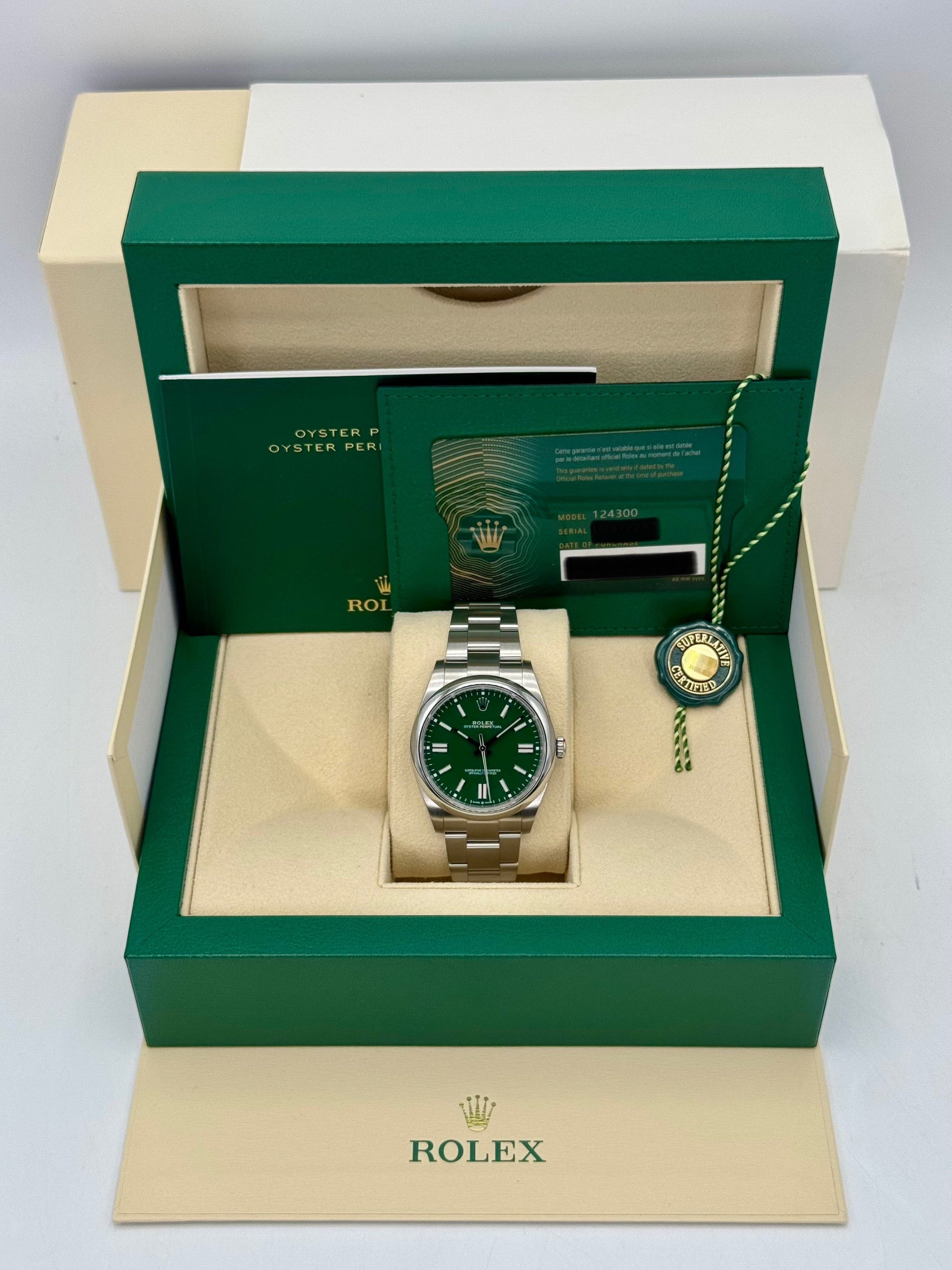 2023 Rolex Oyster Perpetual 41mm 124300 Green Dial - MyWatchLLC