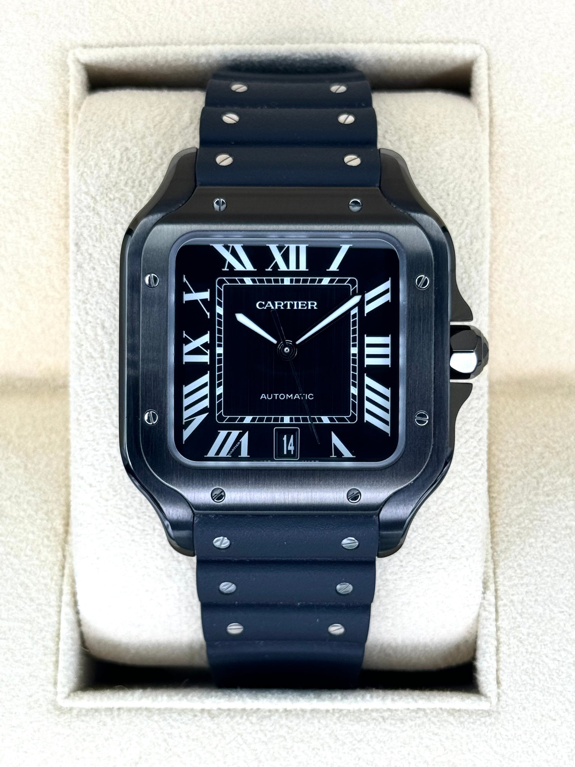 2023 Cartier Santos De Cartier 39.8mm WSSA0039 Steel Black Dial - MyWatchLLC