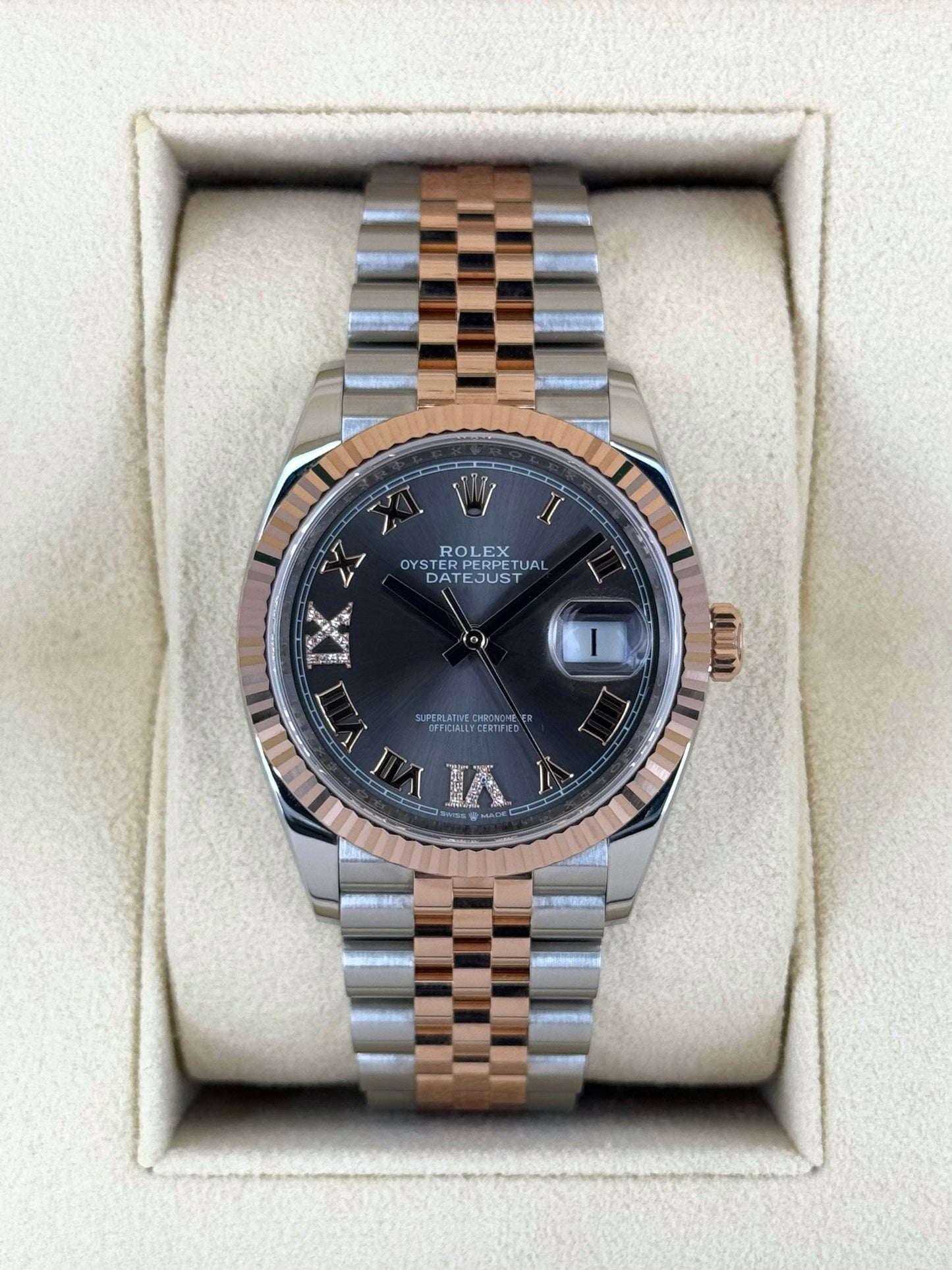 2020 Rolex Datejust 36mm 126231 Two-Tone Jubilee Slate Rhodium Diamond Dial - MyWatchLLC
