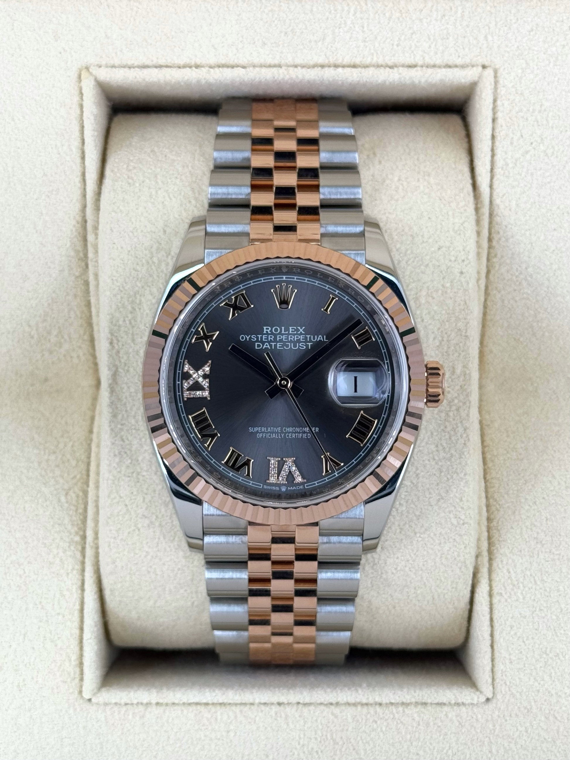 2020 Rolex Datejust 36mm 126231 Two-Tone Jubilee Slate Rhodium Diamond Dial - MyWatchLLC